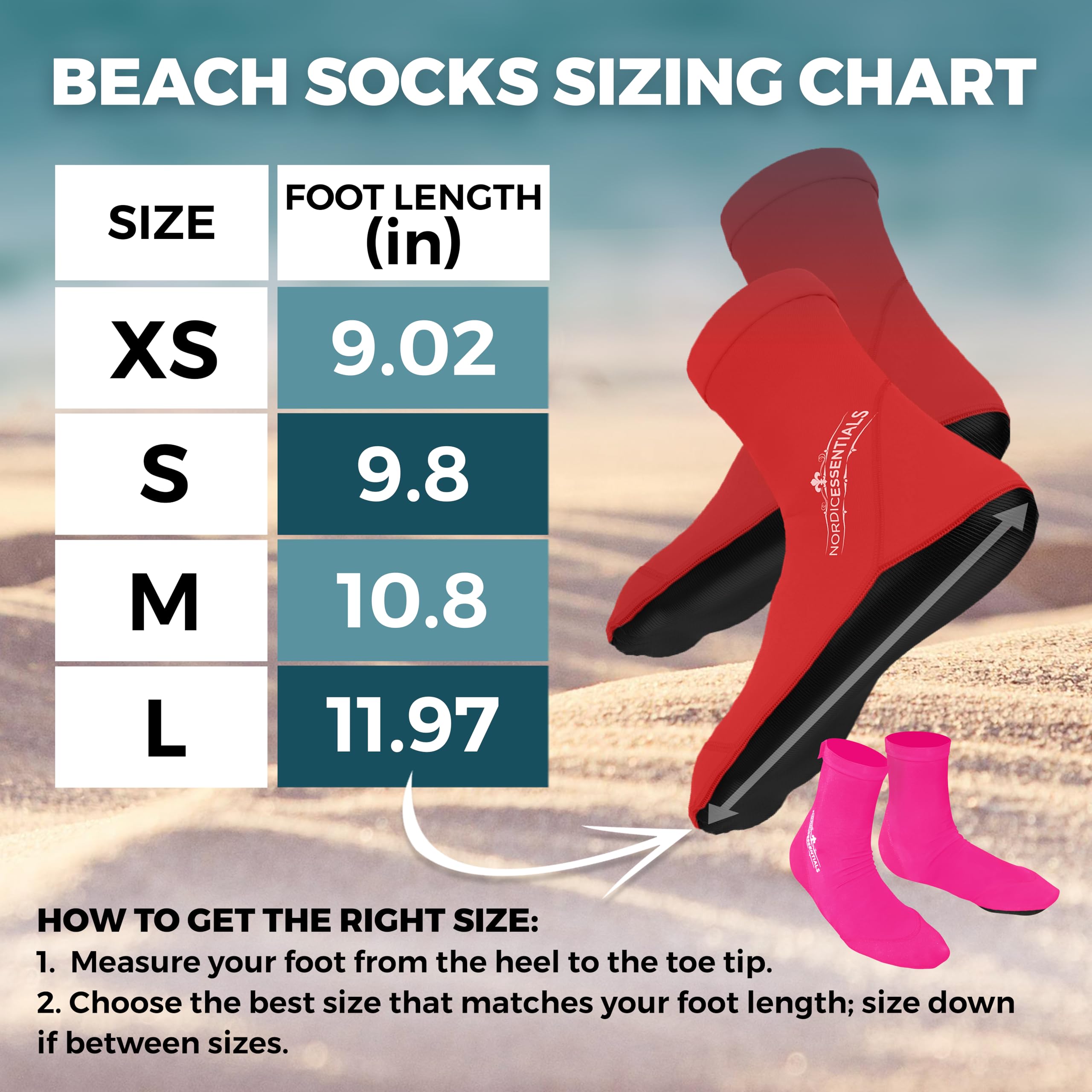 Strandsocken (2 Paar) - Wassersport, Tauchen, Schnorcheln, Volleyball, Fußball am Strand