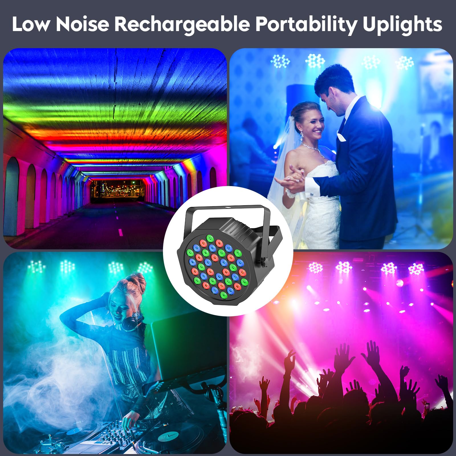 LED Par a Batteria, 4 Pezzo 36W RGB a Batteria, LED Faretto con Telecomando, Luce Discoteca per DJ, Club, Festival