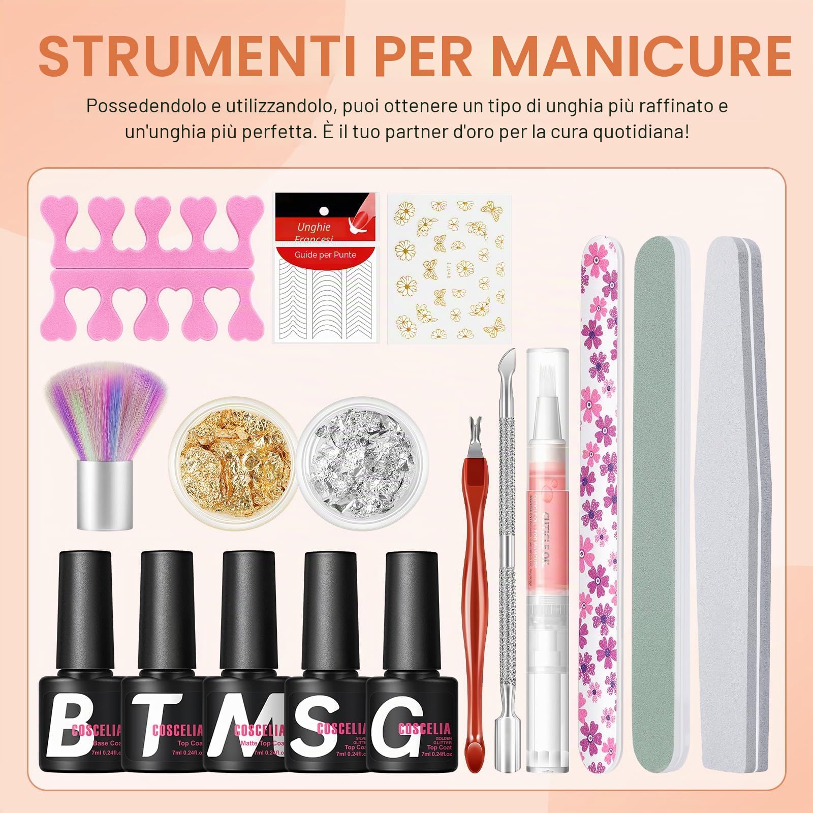 COSCELIA Kit Semipermanente Unghie e Lampada 20 Colori + 5pz Smalti Semipermanenti Colore Rosa Nudo Viola Rosso Blu Verde Unghie Gel Set per Manicure e gli Strumenti di Basi per Manicure