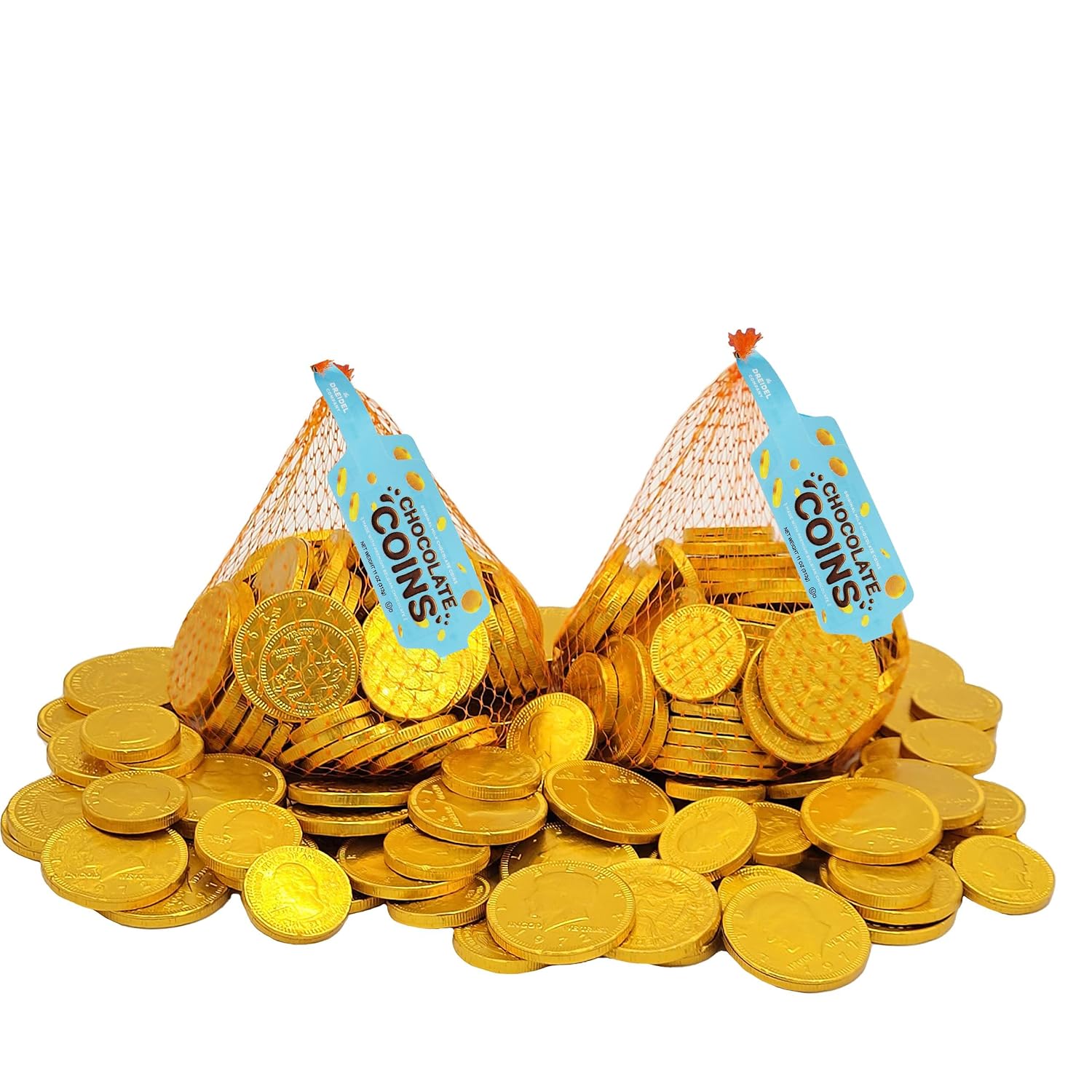 Milk Chocolate Coins, 12-Pack Large Mesh Bags For ST. Patrick's Day, Made with Premium Nut-Free Belgian Chocolate, Kosher Certified Dairy, Approx. 70 Coins Per Mesh Bag Total 840 Coins