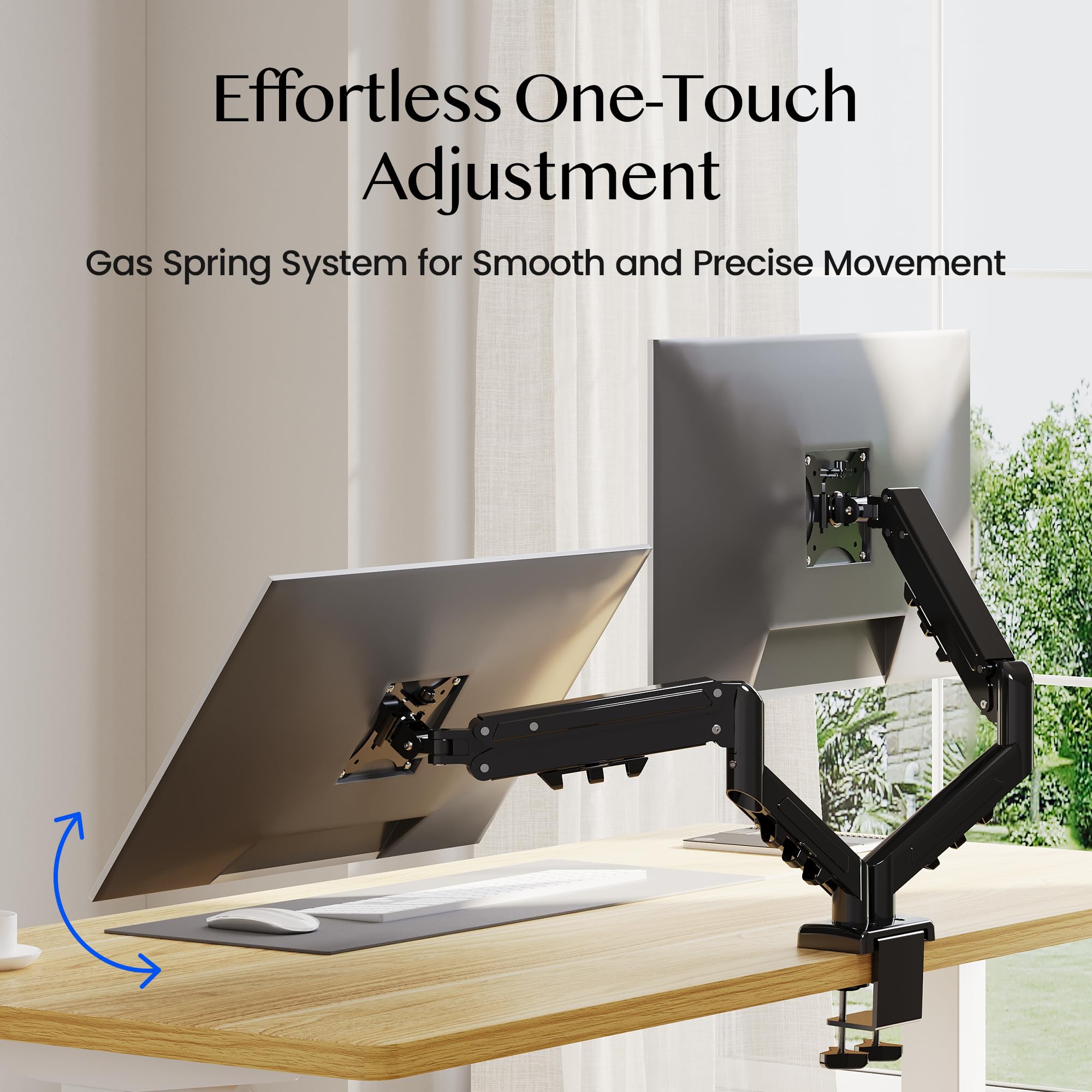 FlexiSpot Supporto monitor doppio 17-32″ – Braccio supporto monitor VESA 75/100 mm, regolabile in altezza, inclinazione, rotazione, estensione, fissaggio a clip, carico max. 9 kg