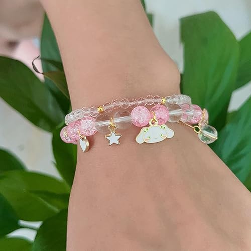 Miniatura 3 de Pulsera de cuentas de cristal Cinnamoroll pulseras Kuromi and My Melody Sanrio pulseras de cuentas Kawaii a juego para mejor amiga pulsera de