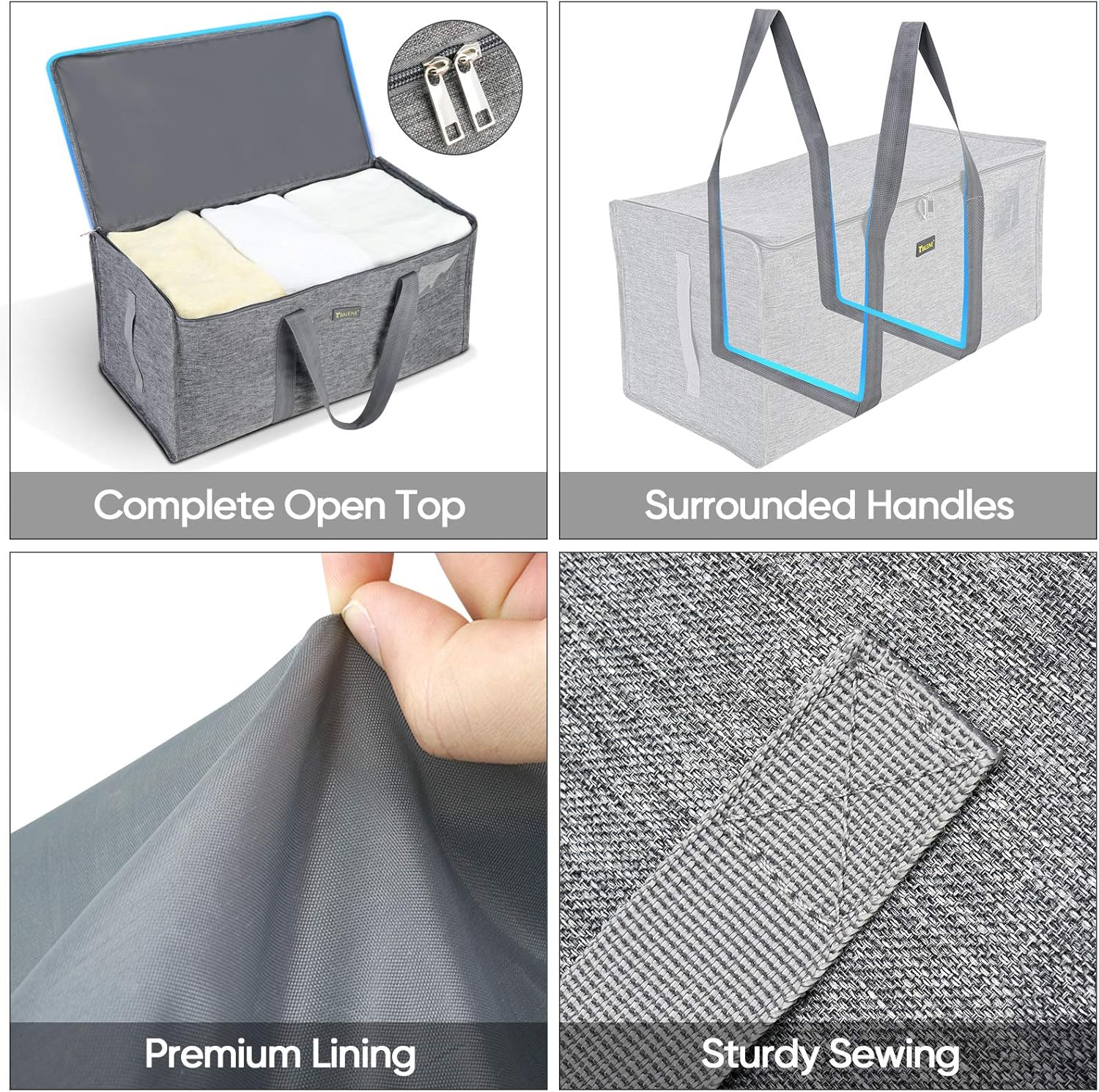 Uр Tо 40% оƒƒ BALEINE Extra Large Storage Tote with Zippers & Carrying Handles, Heavy-Duty Oxford Fabric Moving Bags for Laundry, Space Saving, Storage, 4-Pack, Winter Gray Onе-Dау Sаlе: Uр tо 60% оƒƒ BALEINE Extra Large Storage Tote with Zippers & Carrying Handles, Heavy-Duty Oxford Fabric Moving Bags for Laundry, Space Saving, Storage, 4-Pack, Winter Gray
