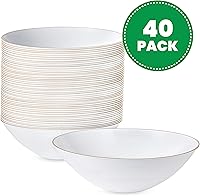 Vista 16 de Plasticpro - Platos de fiesta con diseño floral de plástico blanco con borde dorado, platos desechables pesados, elegantes y de alta calidad