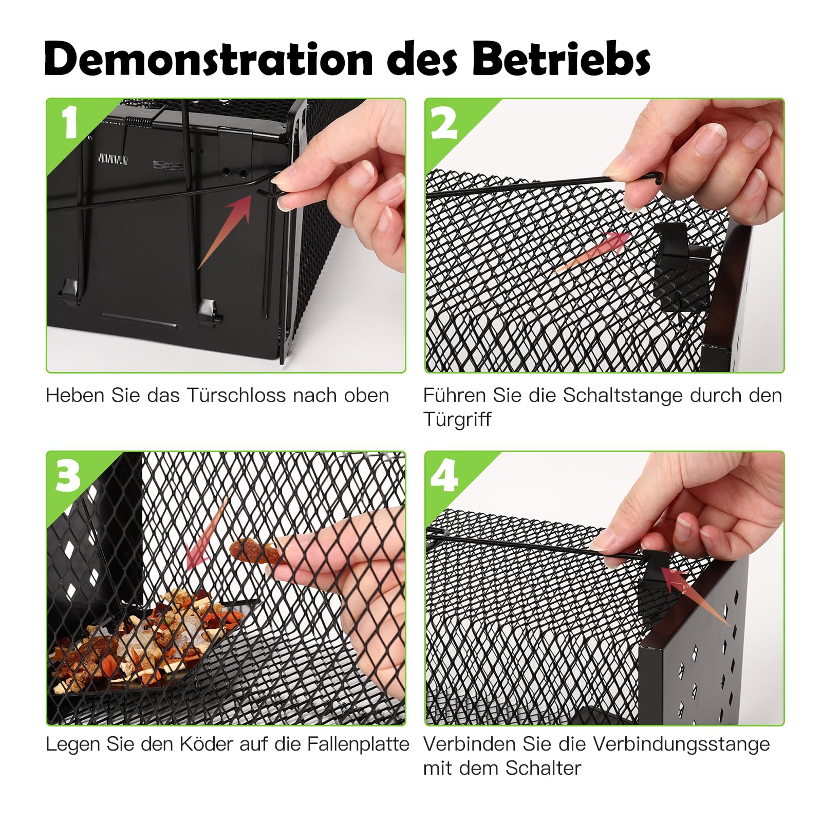 Lebendmausefalle Edelstahl Rattenfalle Hochwertig, Tierfreundlicher Mäusekäfig Humanoide Mausefalle Bissfest, Große Metall Nagetierfalle Wiederverwendbar für Garten, Keller & Haus
