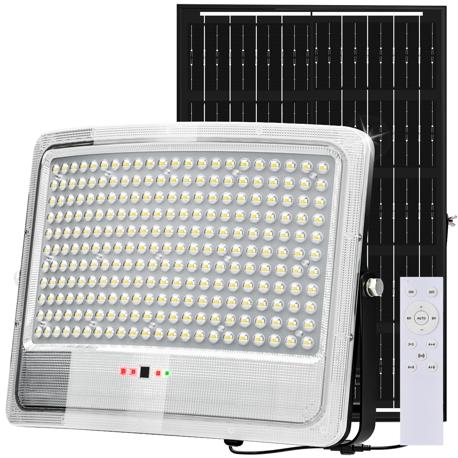 8000W Solar Flood Lights Outdoor, Solar Powered Outside Street Light Dusk to Dawn Waterproof Security Commercial Lighting with 16.4ft Cables and Motion Sensor for Yard,Garage,Swimming Pool, Pathway