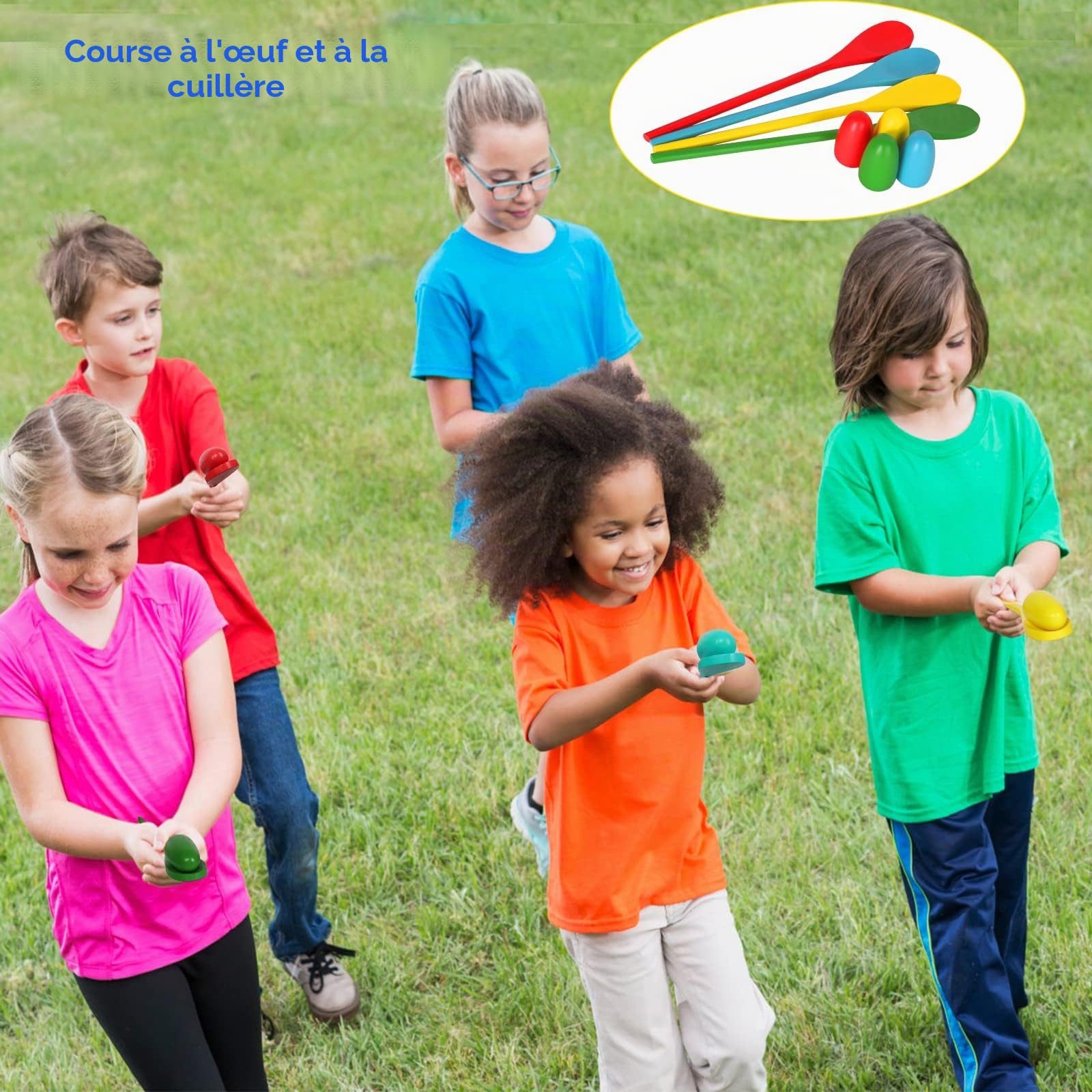 Sac de pommes de terre pour 4 à 8 joueurs - Jeux de course dans le jardin pour enfants et adultes - Fête d'anniversaire, jeux de plein air pour la famille, jeux de carnaval, course d'œufs et de cuillères, course à 3 pattes, bâtons de relais, prix de jeu