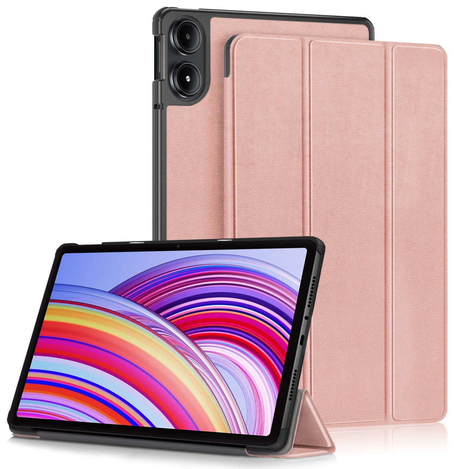 Yiernuo Hülle für Xiaomi Redmi Pad Pro 12.1 Zoll 2024,Schlank Slim Schutzhülle mit Auto Schlaf/Wach,Roségold