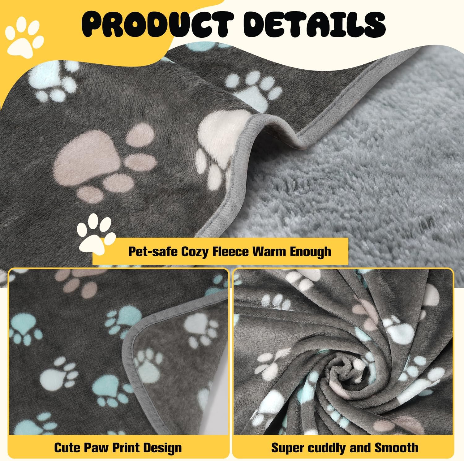 Premium Soft Dog Blanket Washable, 40" x 32" Flannel Gray Dog Blanket for Small and Medium Dogs and Indoor Cats