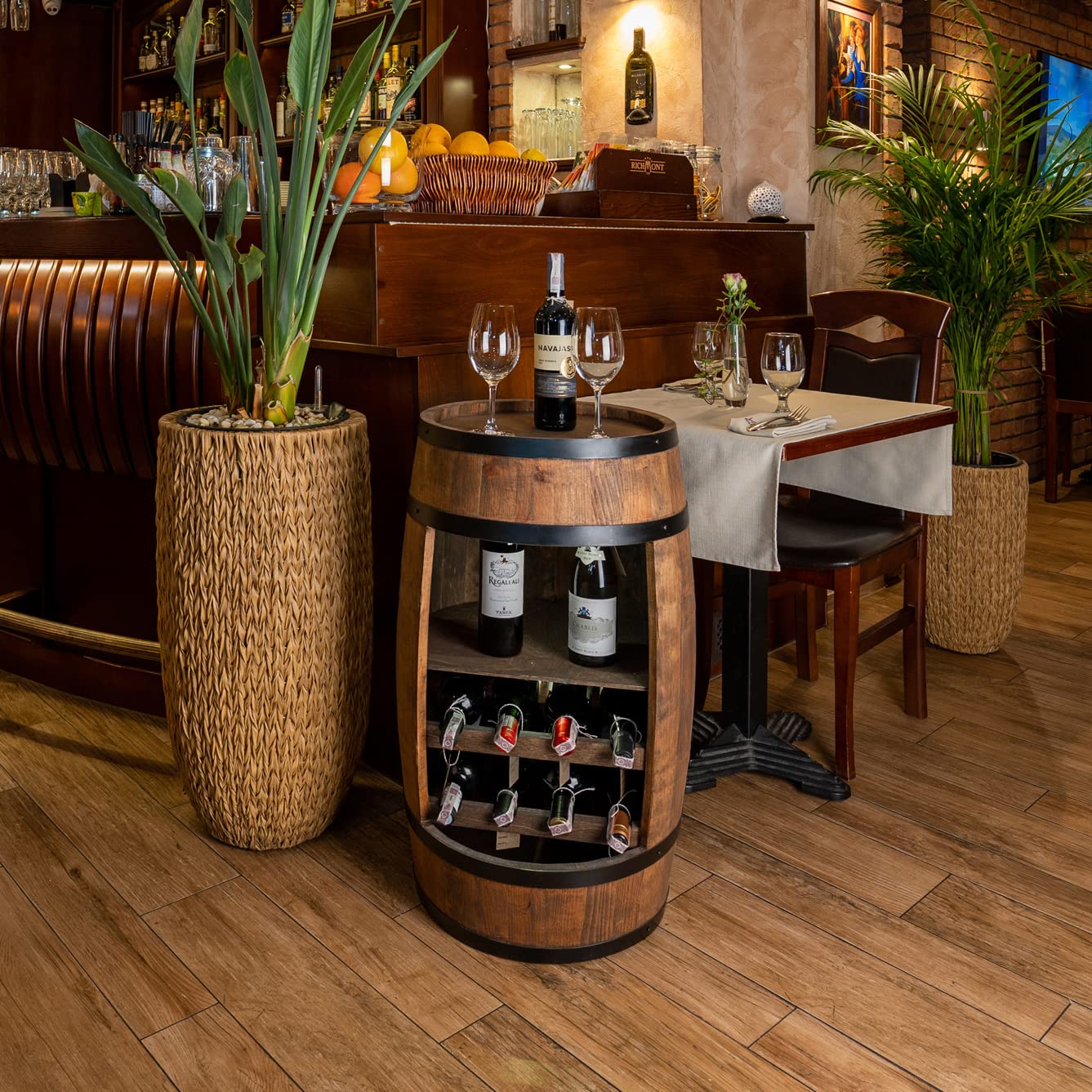 Creative Cooper Weinregal Weinkeller Mini Bar Schnapsschrank Weinfass Weinbar Weinbar 80 cm hoch Retro Bar Deko Fassmöbel (Wenge)