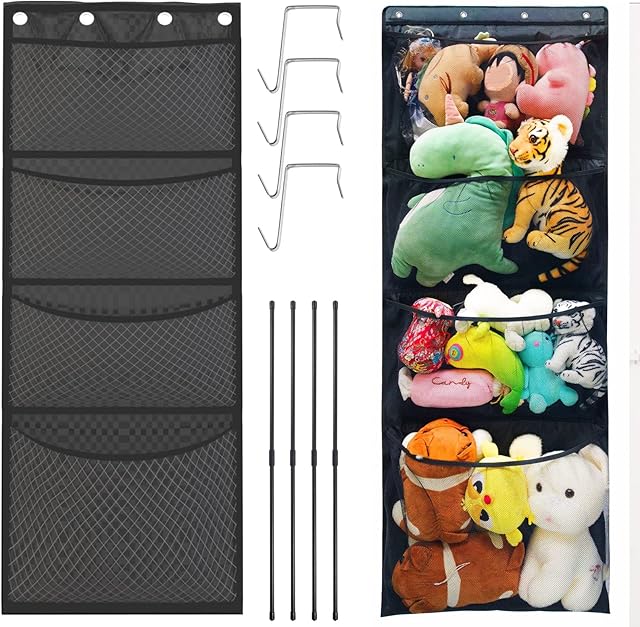 Over Door Storage, Stuffed Animals Organizer Soft Toy Hammock Door Hanging Plush Toy Storage Organiser for Bedroom Bathroom Nursery Kids Room