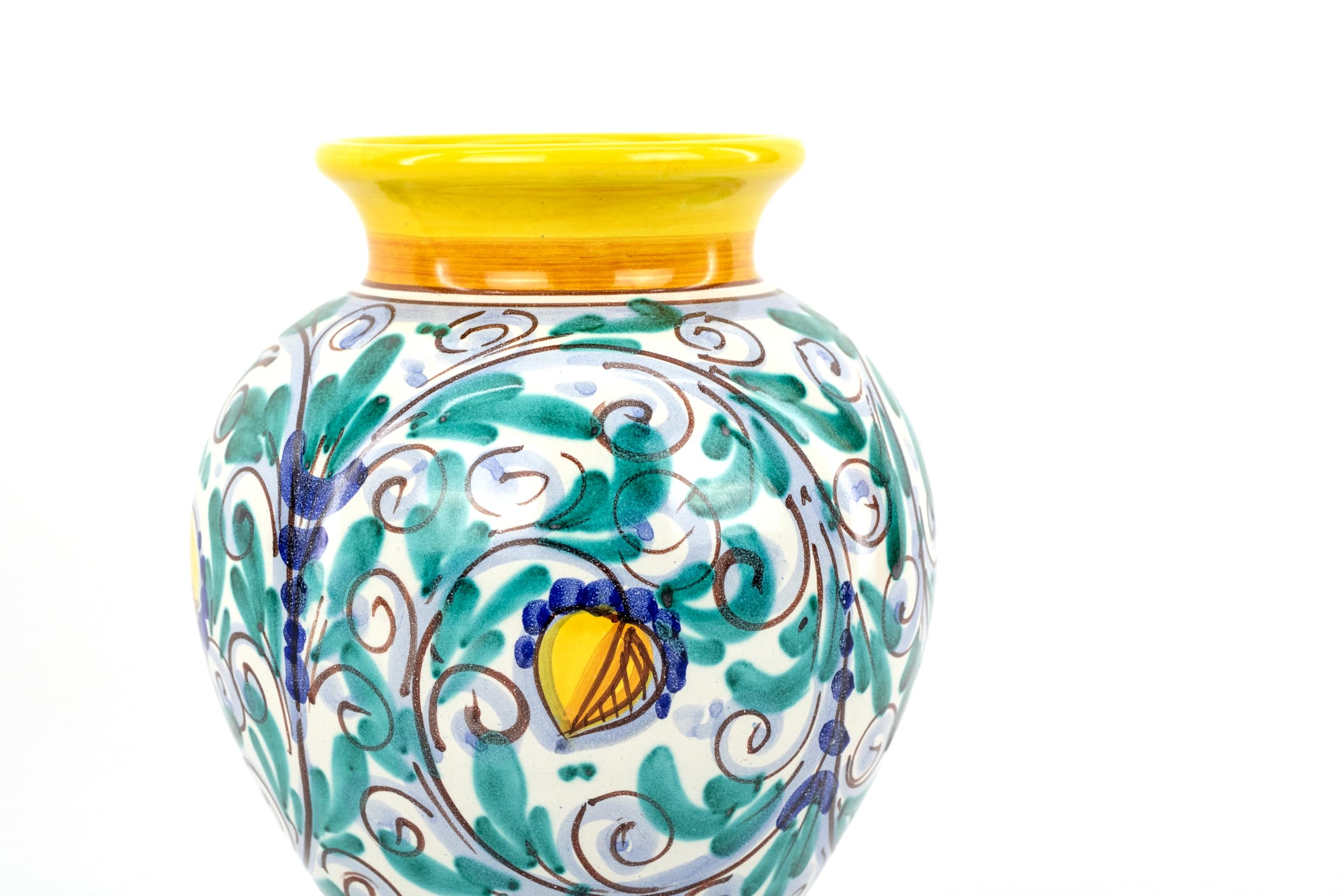 CEAR Ceramiche - Handgemachte dekorative Vase aus Keramik von Caltagirone H cm 20 '600 gelb