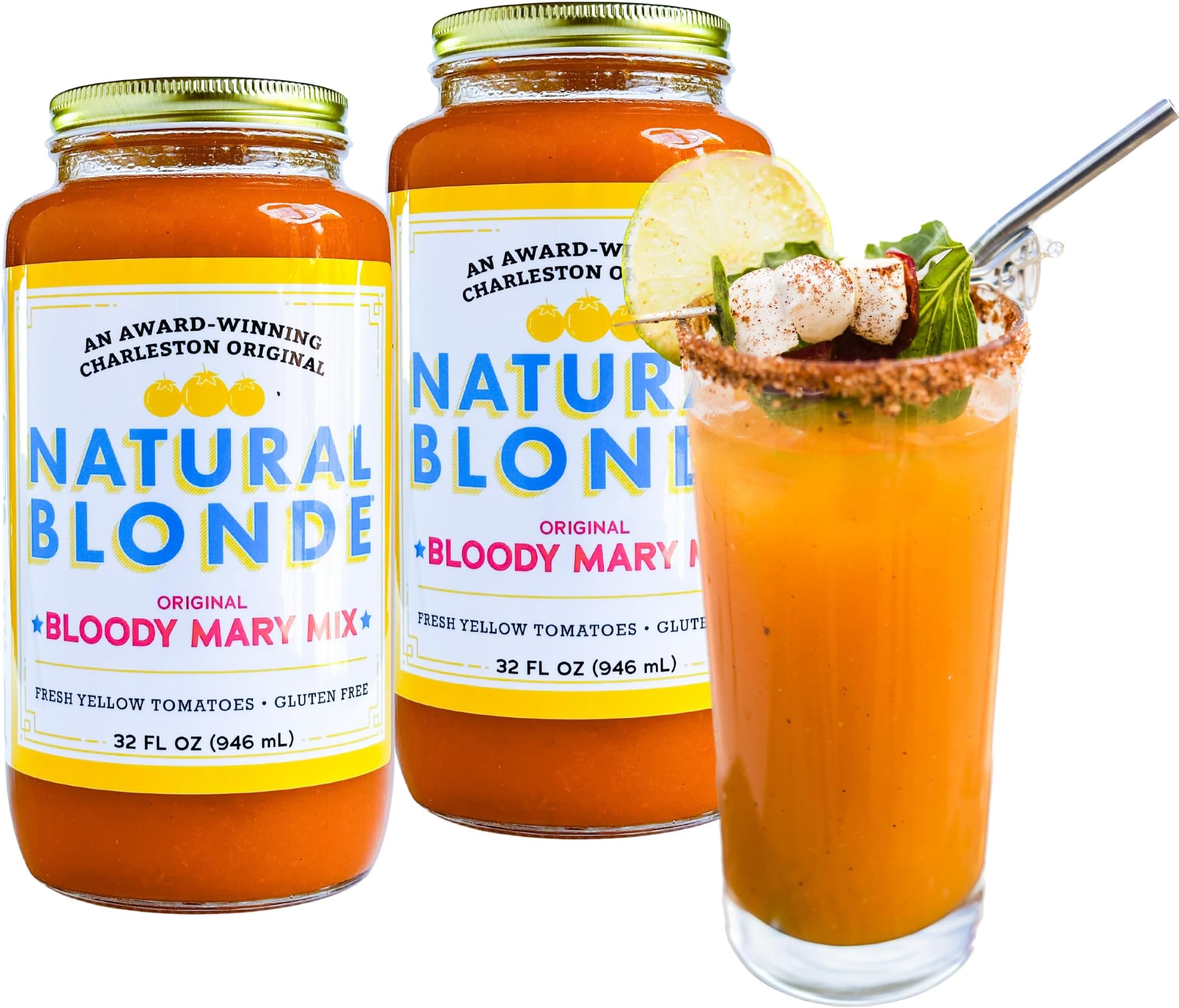Natural Blonde Bloody Mary Mix. Original. AllNatural Cocktail Mixer. 32oz Bottle
