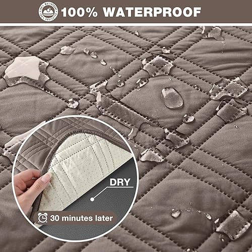 Miniatura 3 de TAOCOCO Funda de sofá reclinable 100% impermeable, funda antideslizante para sofás reclinables con correas elásticas, funda de sofá reclinable