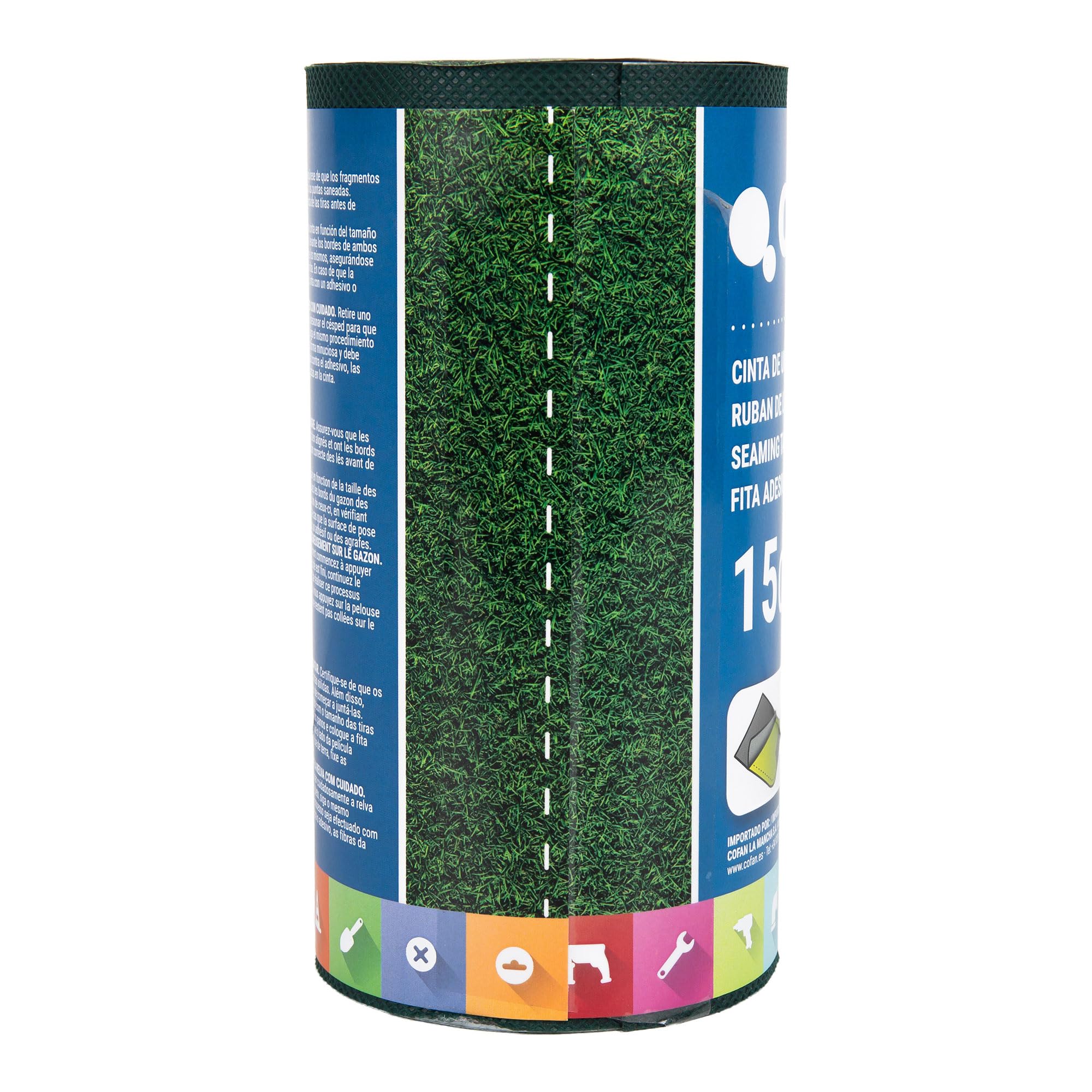 Cofan Cinta Adhesiva de una cara para unir Césped Artificial | Unión Duradera y Resistente al Exterior | Dos Medidas (15 cm x 10 m)