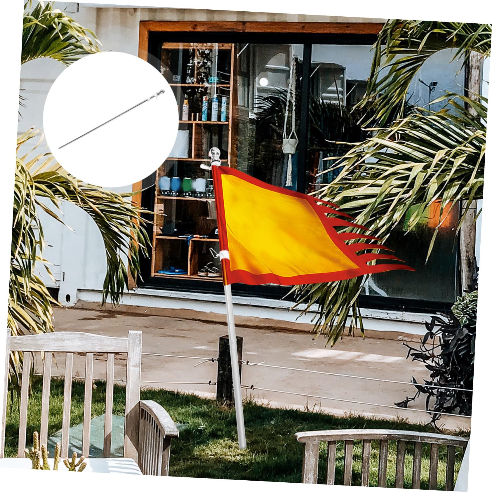 UKCOCO Mât de Drapeau en Acier Inoxydable 1, 8m, 5 Sections, Rotatif