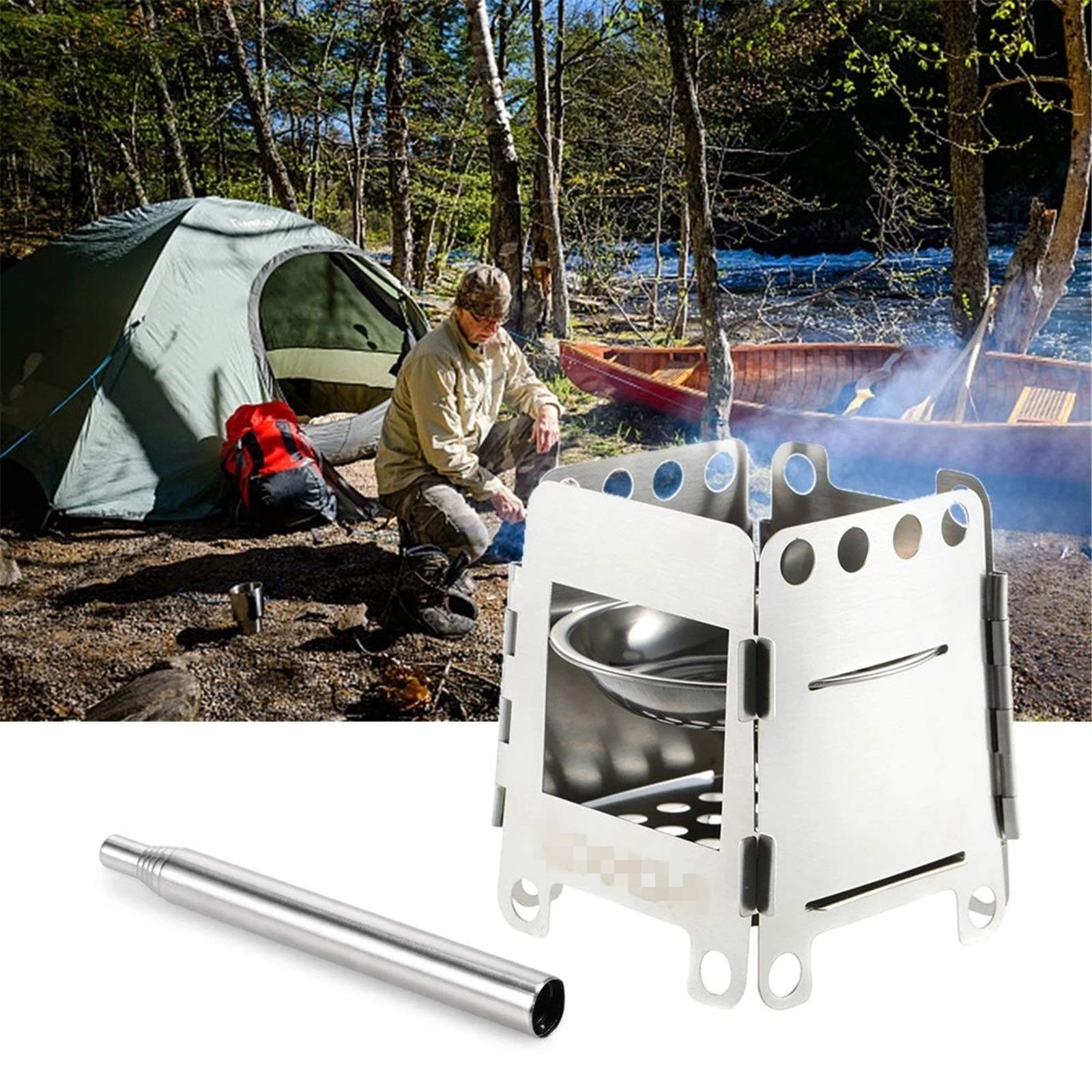 Poêle De Camping Pliant à Bois - Acier Léger - Randonnée - Neuf