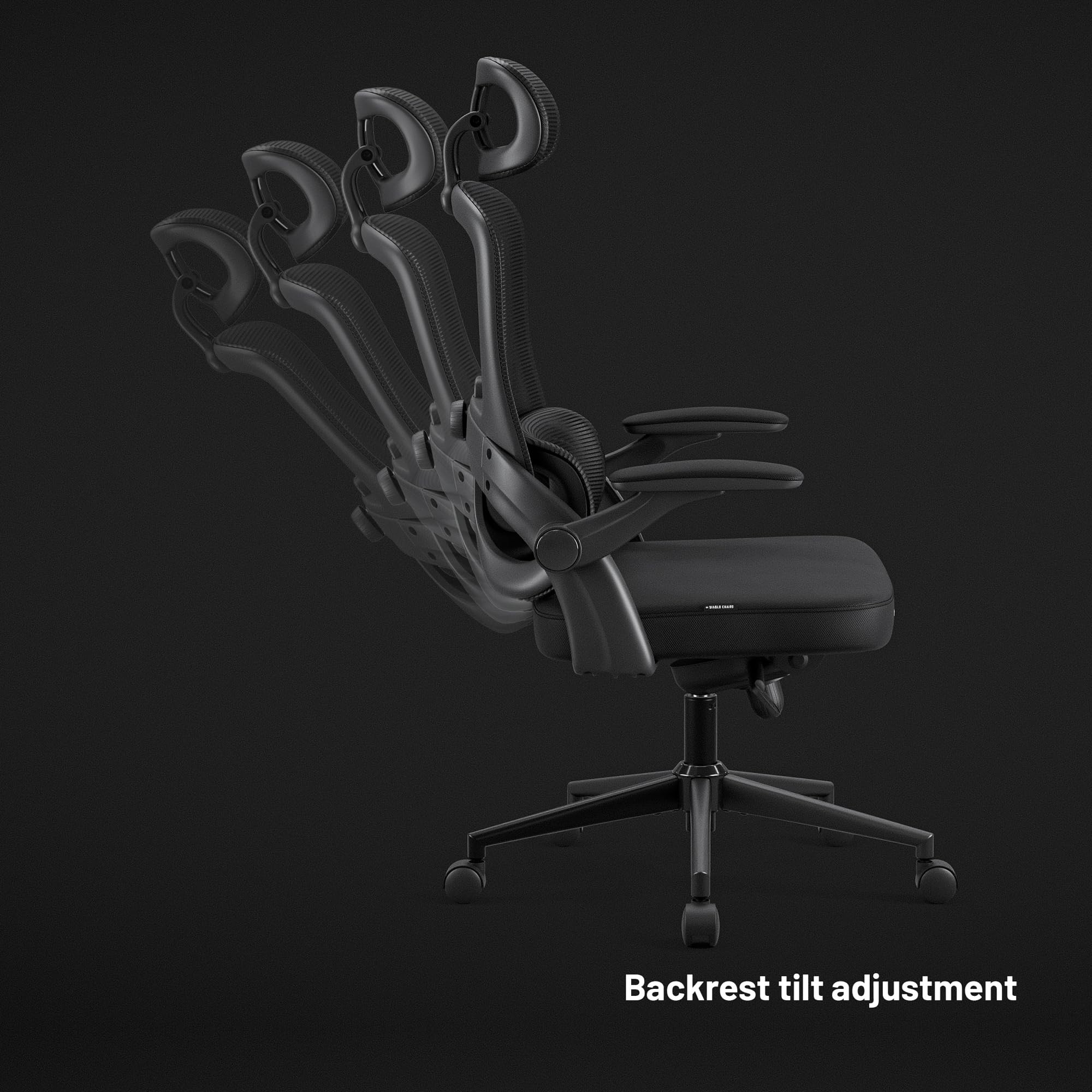 Diablo V-Basic Bureaustoel Ergonomische 3D Armleuningen Verstelbare Hoofdsteun en Lendensteun Lendesteun Mesh Stof (Zwart