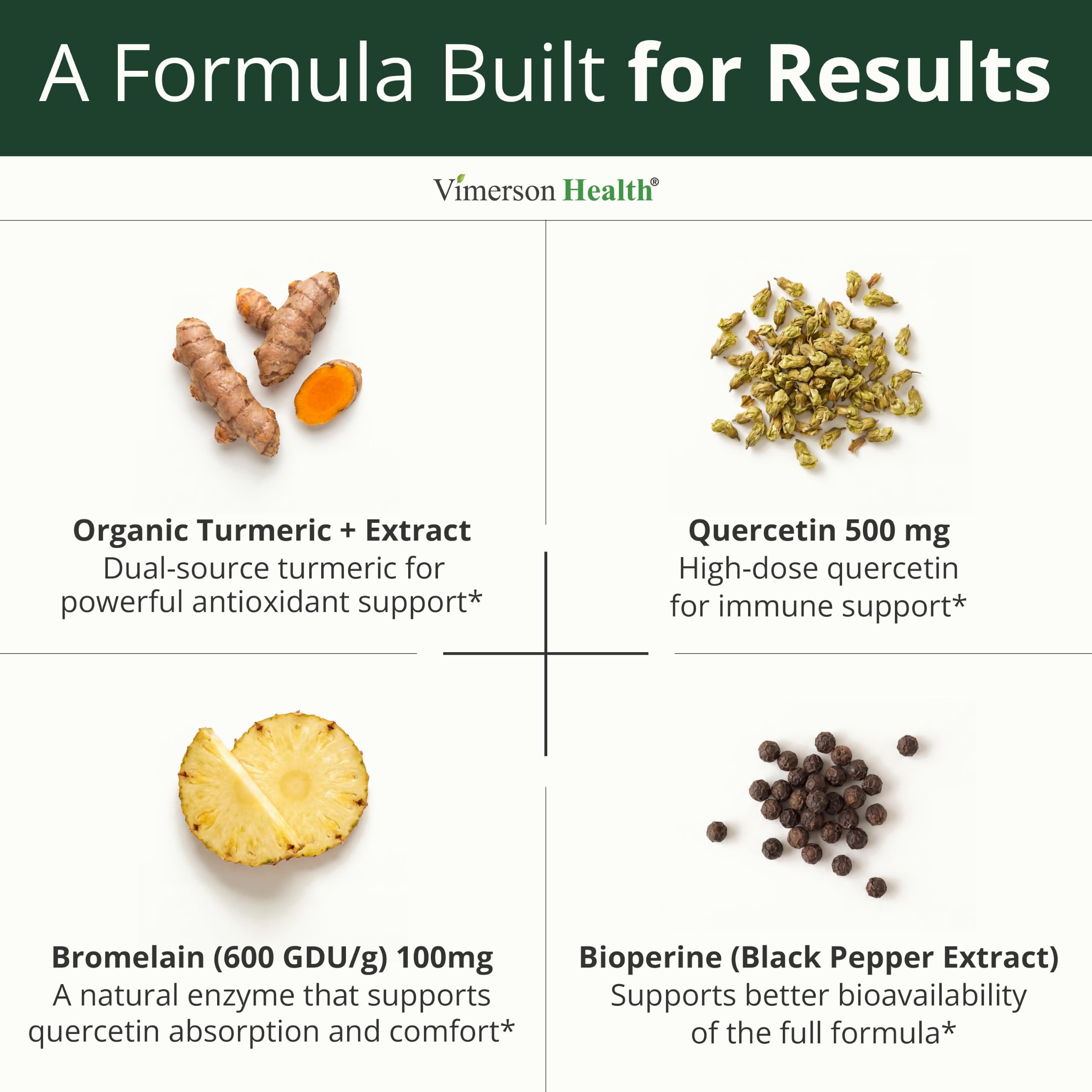 Quercetin with Bromelain Turmeric Curcumin Allergy Supplement - 60 Capsules — Amazon image 4
