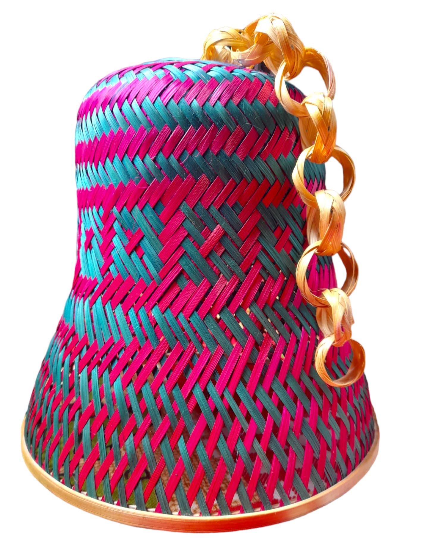 Samantha Enterprises ,Handicraft Natural Bamboo Bel Shape Hanging Lamp Shade, For Indoor outdor Diwali & Home Decor, Ceiling bedroom purple Lamp,r size L -11 inch W-10*10 round not with wire bulb