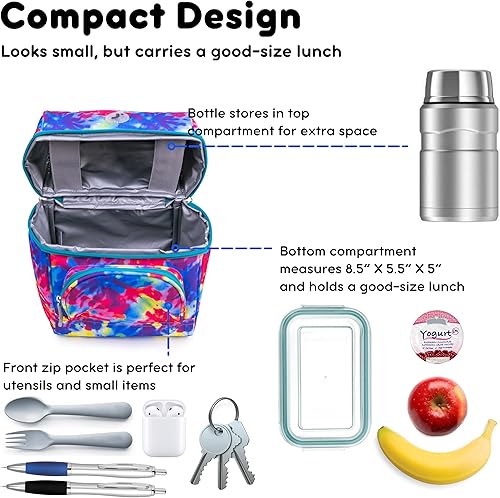 Miniatura 3 de J World Corey Lonchera para niños. Bolsa con aislamiento para el almuerzo para niños y niñas, teñido anudado