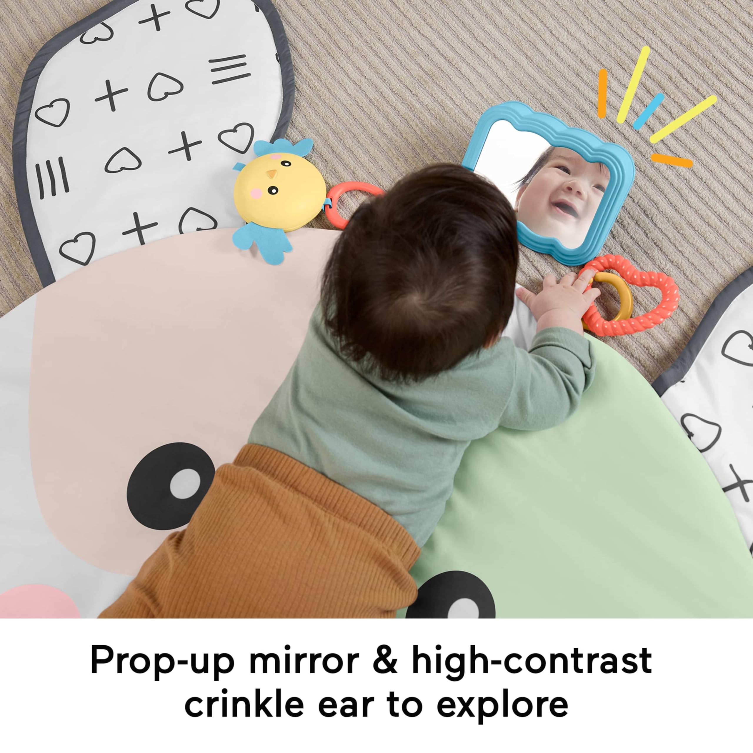 Fisher-Price Baby Tummy Time Toy, Puppy Perfection Giant Play Mat with Sensory Development Activities for Newborns 0+ Months, HYR51 - Image 3