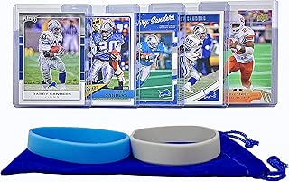 Barry Sanders Football Cards (5) Assorted Bundle - Detroit Lions Trading Card Gift Set