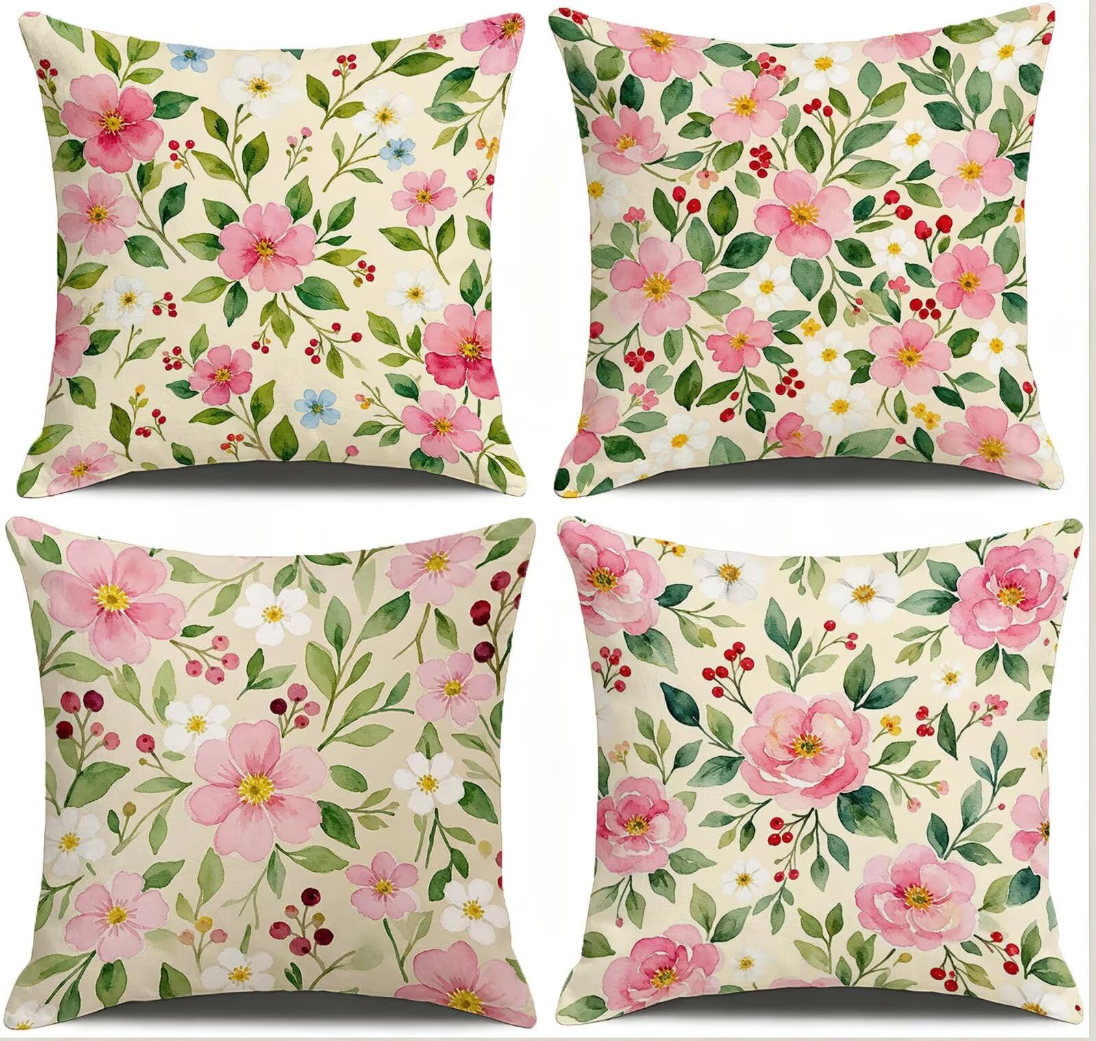 Rosa Federe Cuscini Divano 40x40cm, Cuscini da Esterno Set de 4, Cod-207
