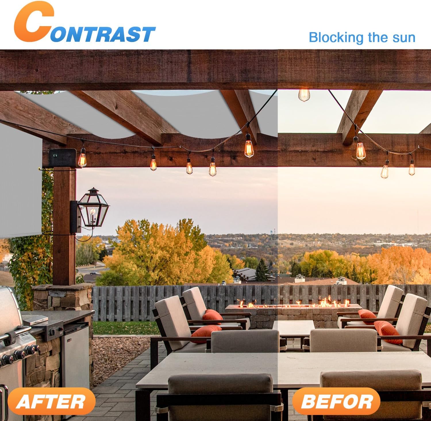 TANG 10'x12' Pergola Shade Cover Replacement Canopy for Patio Deck Sunshade Universal Shade Cloth with Grommets for Garden, Sunscreen Fabric with Weighted Rods(Light Grey)