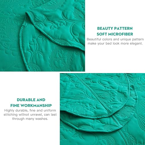 Miniatura 6 de HZ&HY - Juego de cubrecama de gran tamaño, ligero, delgado y reversible, 4 piezas, 100% microfibra, tamaño KingCal King, color verde azulado