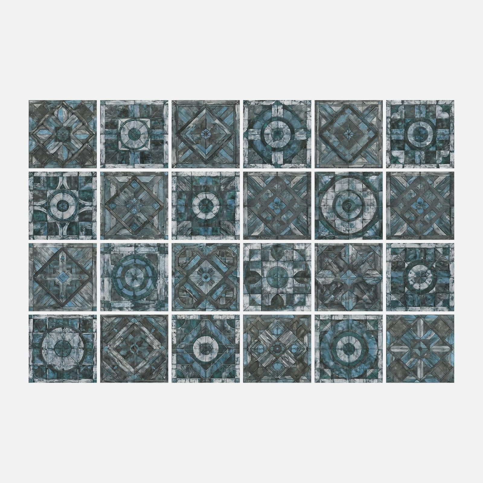 Piastrelle adesive 15x15 cm Blu retrò, autoadesive, Ideali per paraschizzi della Cucina, Decorazioni per pareti del Bagno e lavanderie | Materiale vinilico Resistente, Adatte Anche