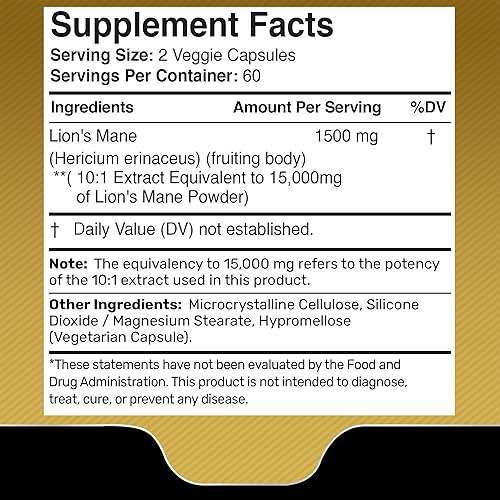 Miniatura 2 de Cápsulas de suplemento de melena de leones, 120 unidades, suplemento de hongos, suplementos cerebrales para la memoria y la concentración, cápsulas