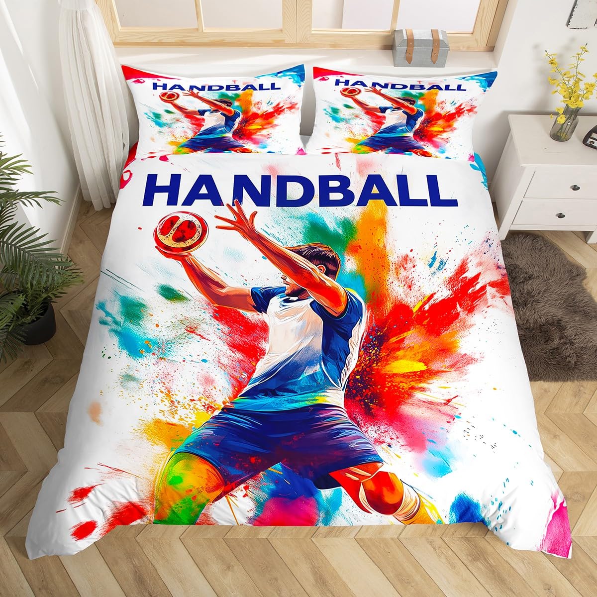 Housse de couette 220x240 enfant handball graffiti coloré