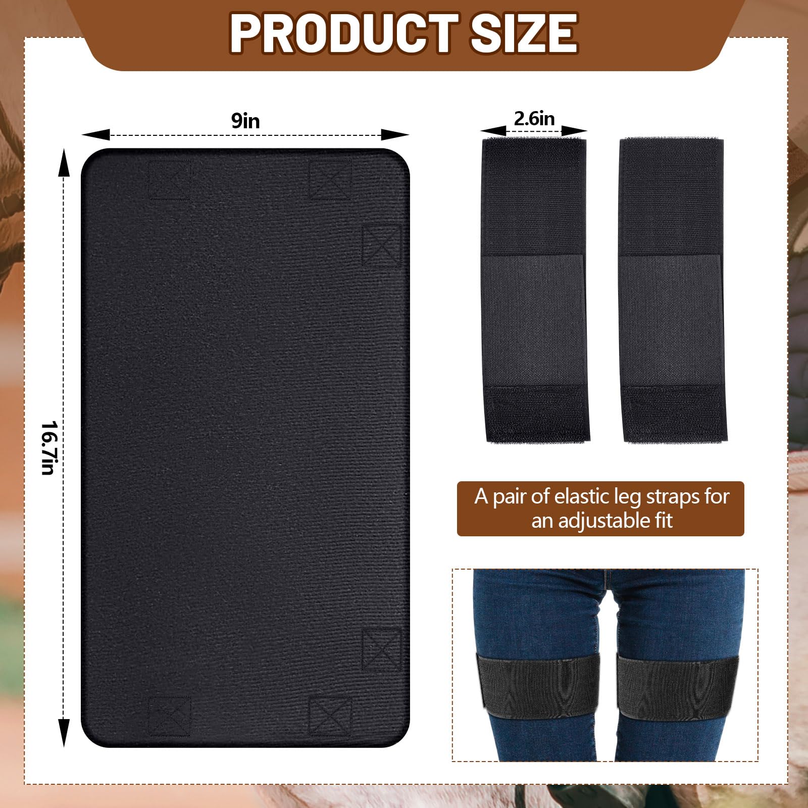 Dansydaisy Western - Funda de asiento antideslizante para sillín de caballo con 2 bandas elásticas ajustables para las piernas, accesorios de equitación