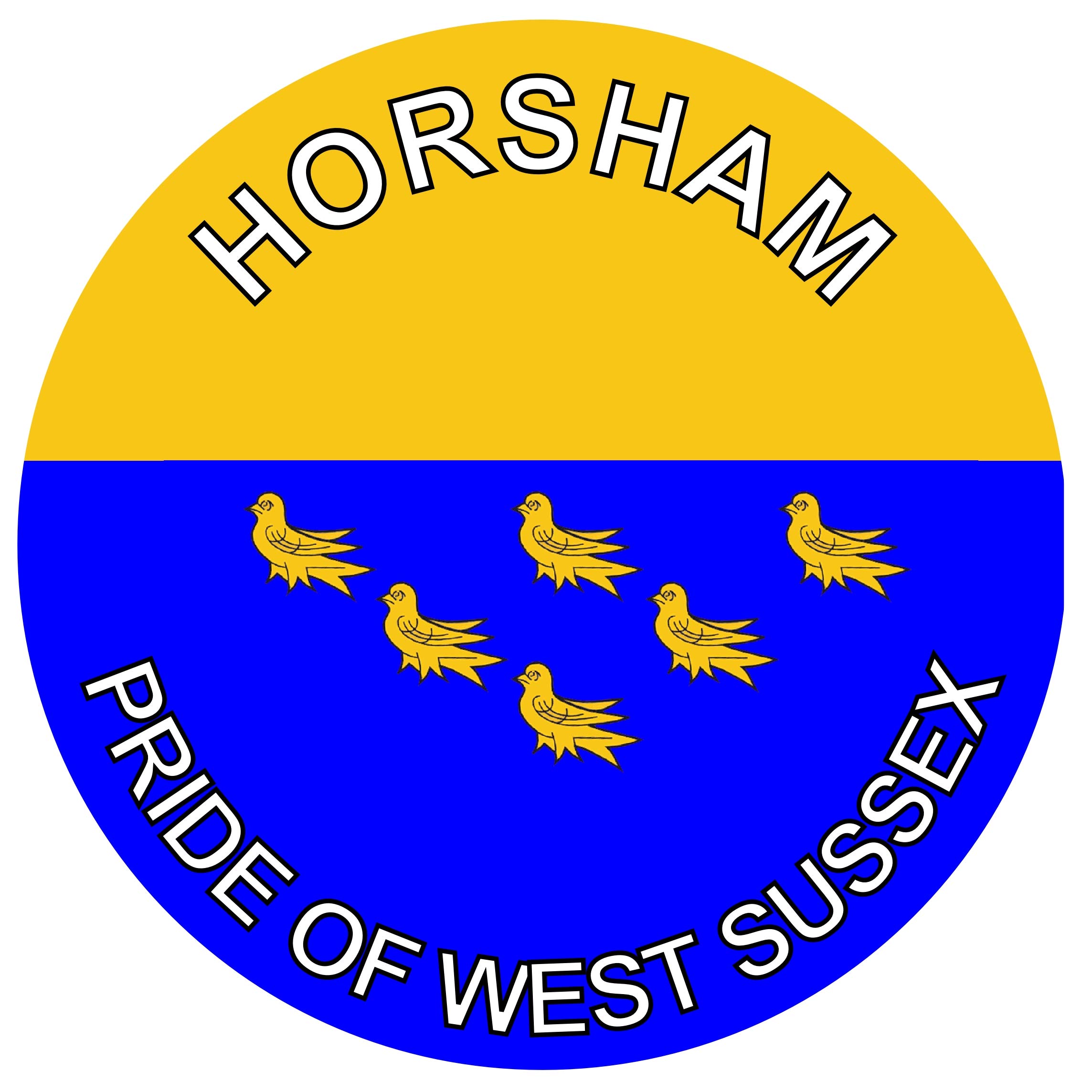 Baked Bean Store Multi Horsham - Pride Of West Sussex - (Two Pack) 80Mm Diameter Car Bumper Window Decal Sticker