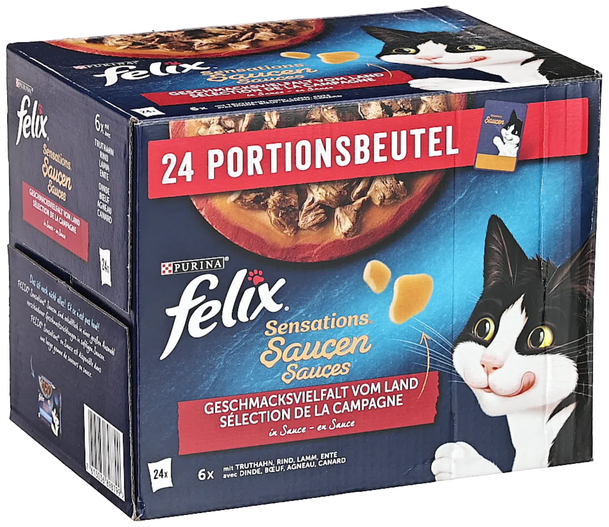 FELIX Sensations Salsas Comida húmeda para Gatos, Mezcla de variedades, 4 Unidades (4 x 24 Bolsas de 85 g)
