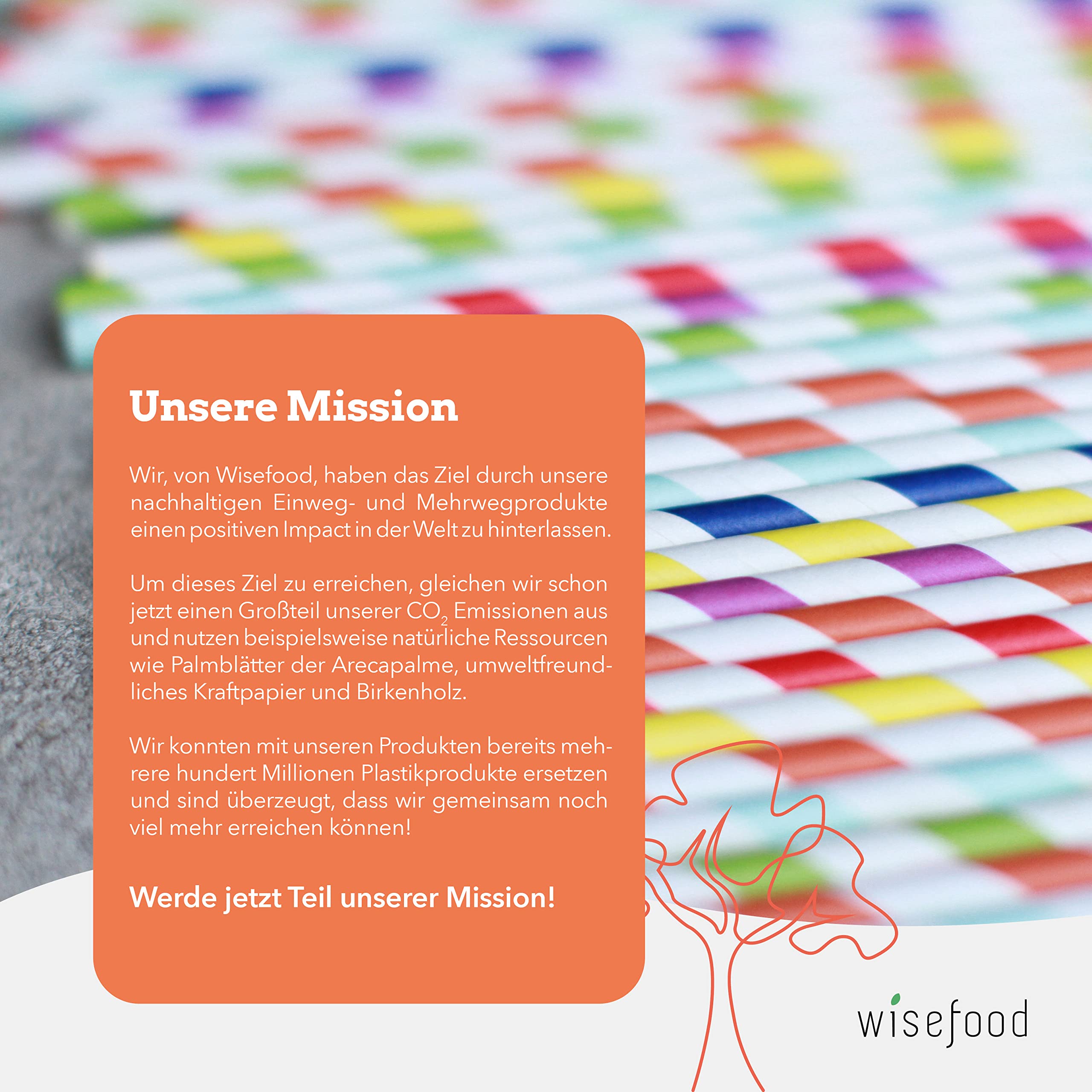 wisefood Pajitas de papel, 3600 unidades (36 x 100 unidades), multicolor, diámetro 6 mm x 20 cm, sin PLA/PE, biodegradables, de papel estable