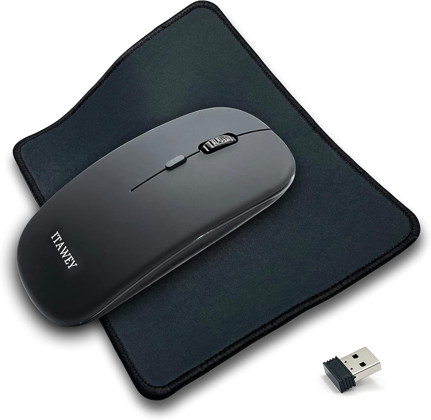 ITAWEY Wireless Mouse and Pad Set, USB Receiver, 15 Months Battery Life