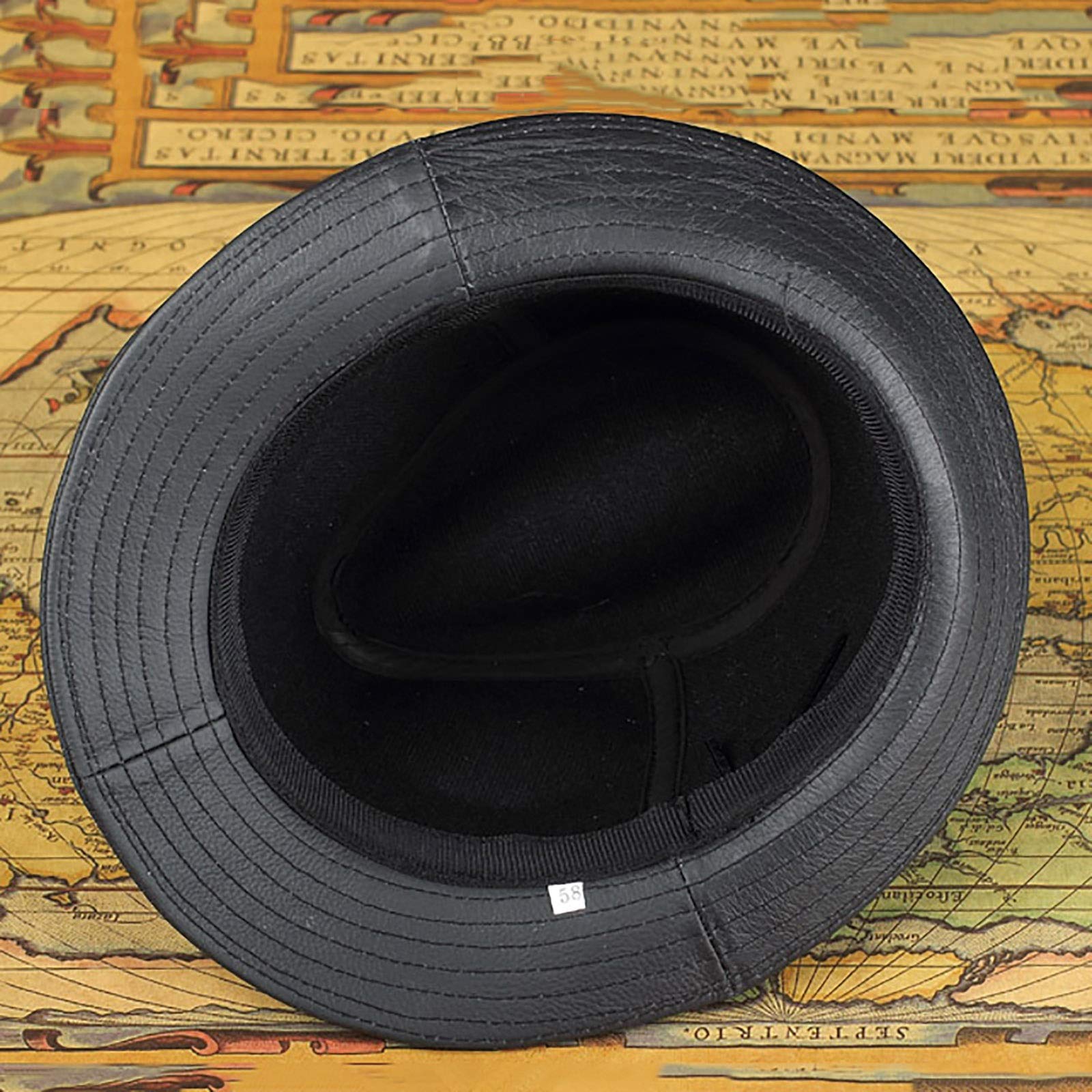 Sombreros de invierno, cuero fedoras sombrero hombres jazz gorra de cuero de vaca corto sombrero clásico otoño e invierno