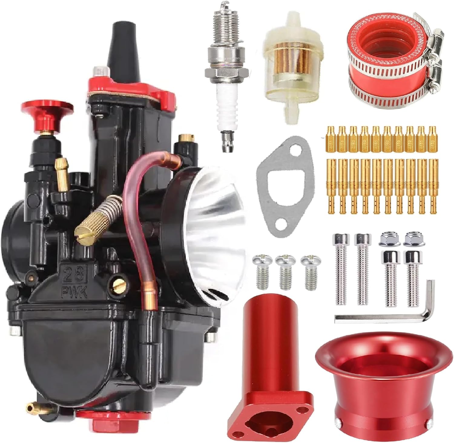 Predator 212 Carburetor - PWK 28mm Carburetor for Powersports - Upgraded 212 Predator Carburetor, Superior 196cc CT200U Mini Bike Carburetor (black)