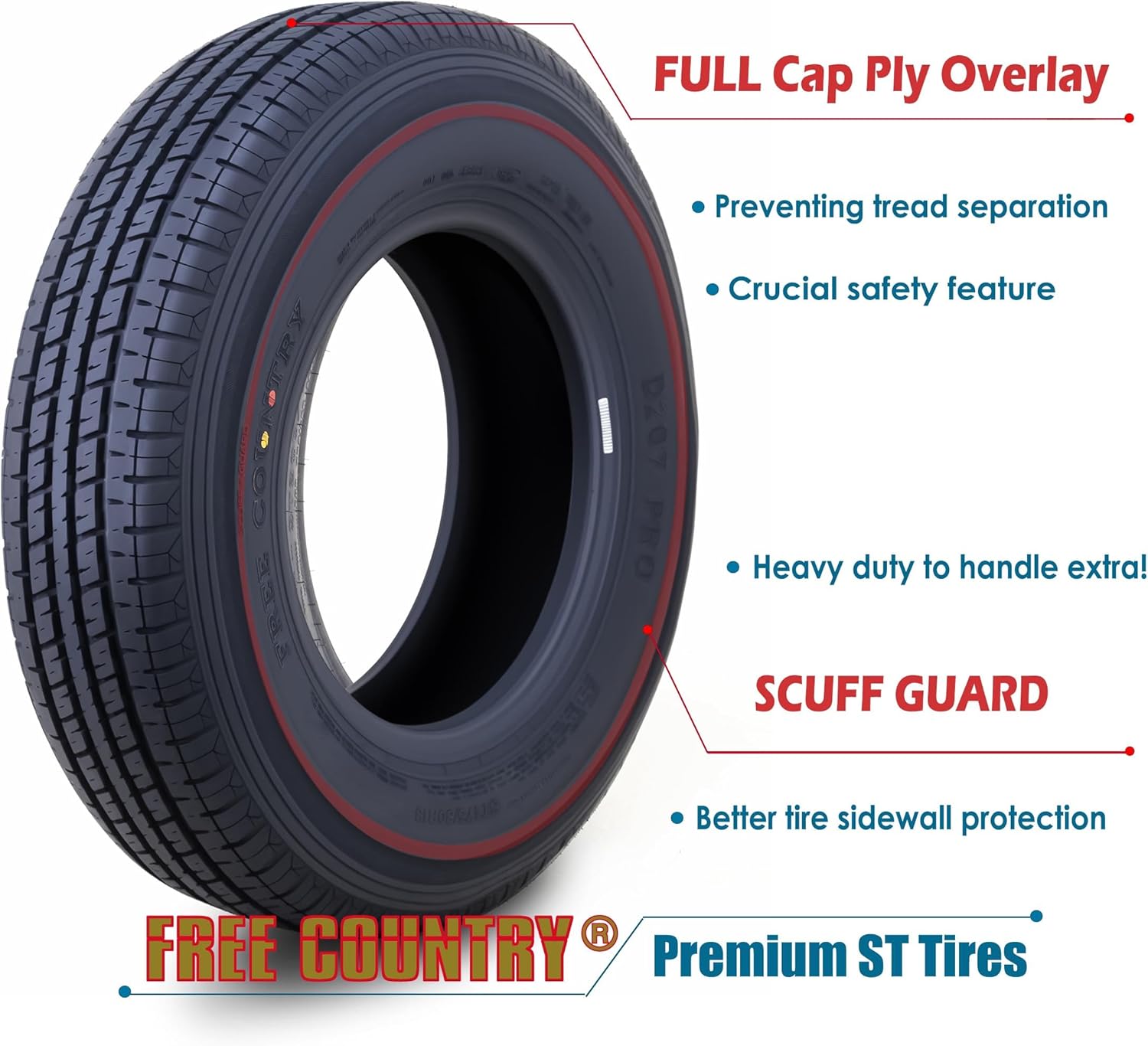 Free Country Trailer Tire Wheel Assembly ST175/80R13 6-Ply C 91M 5 Lug on 4.5" PCD White Spoke Wheel