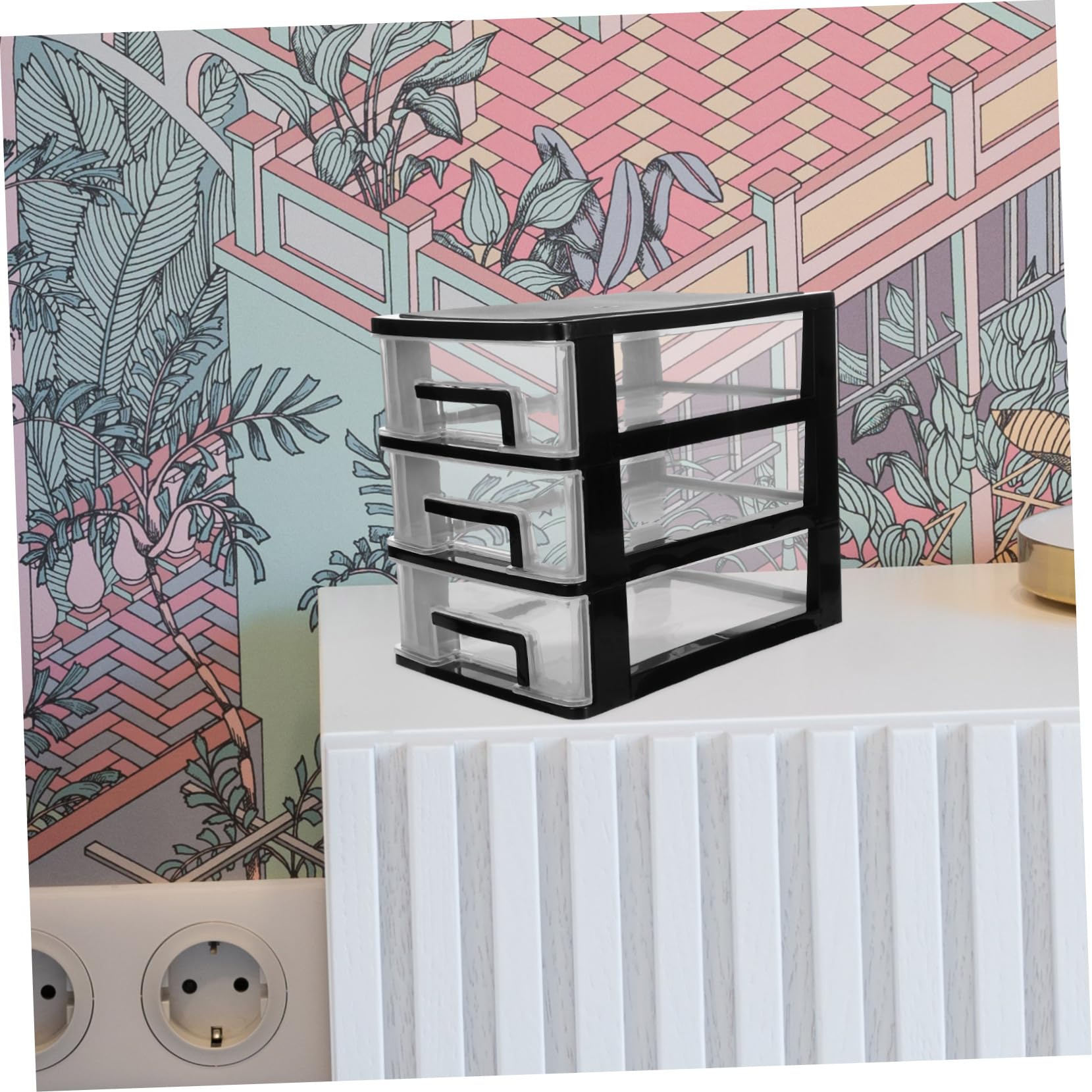 iplusmile Cassettiera da Scrivania in Plastica Nera 3 Cassetti Trasparenti, Organizer Multifunzione Compatto per Camera da Studio e Ufficio, Design Semplice e Pratico
