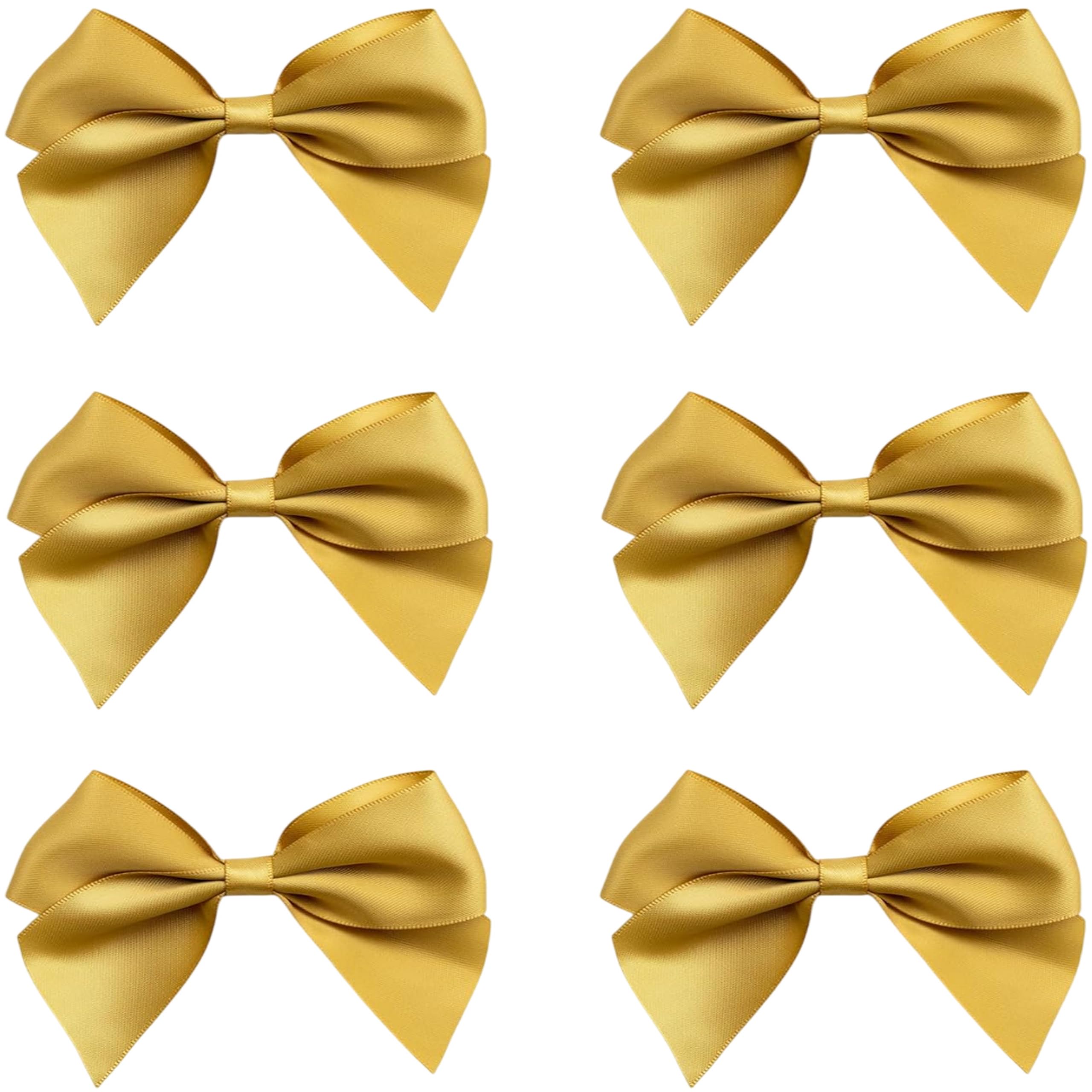 Italian Options Large Satin Ribbon Bows, Self-Adhesive Fabric Bow Decorations for Gift Wrapping, Hampers, Cake Decoration, Hair Bows, Crafts, Crafting, Gold, 6 Pack, 10 cm