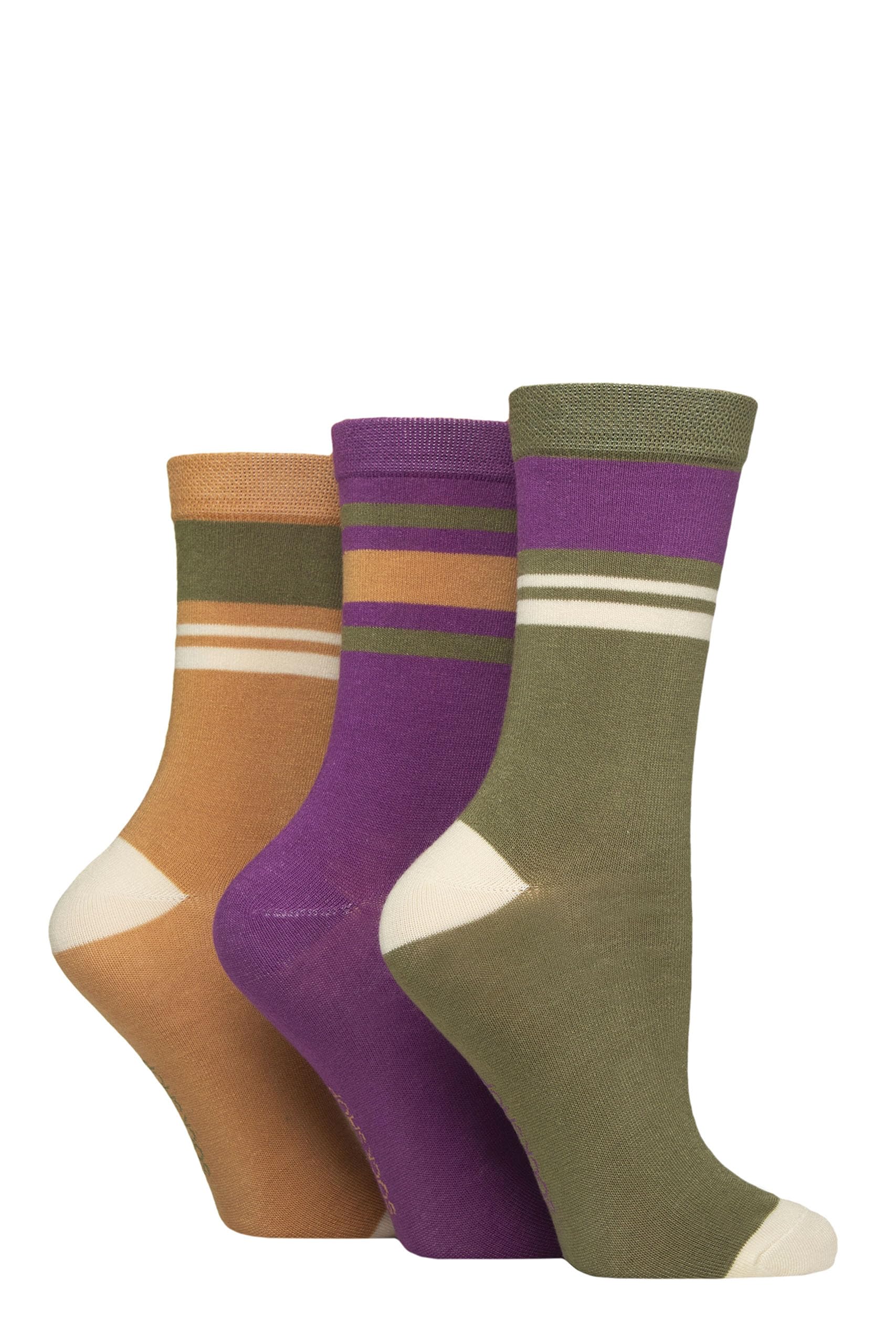 Sockshop Women's Striped Wild Terrain ’ Plain Patterned Striped Bamboo Socks Soft Breathable Socks Assorted Colours 4-8 Pack Of 3 (Uk, Numeric, 4, 8, Regular, Regular, )