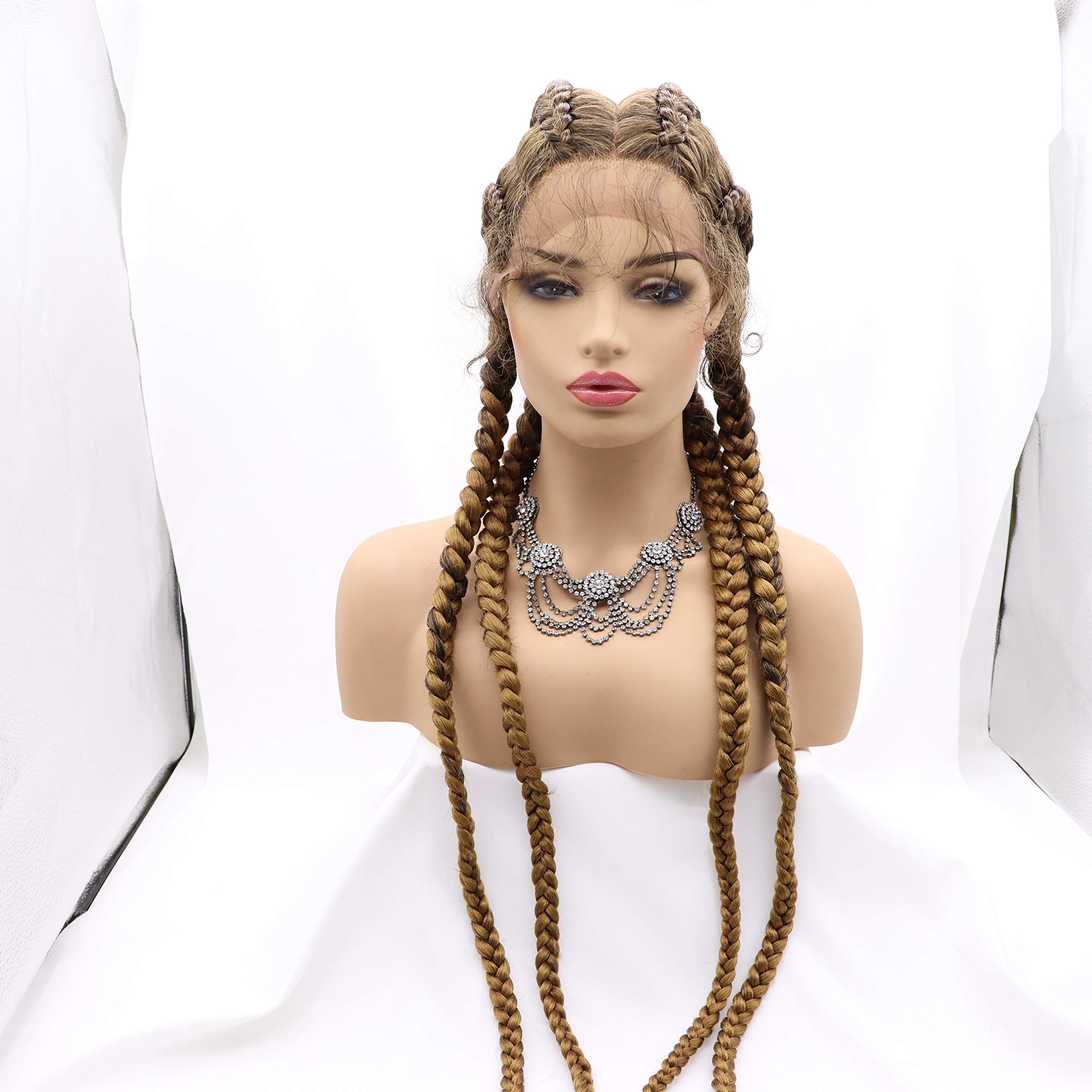 Buy Xiweiya Extra Long Brown Braids Lace Front Wigs with Baby Hairs