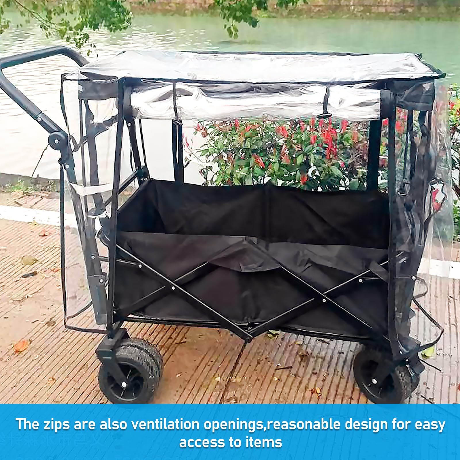 Bollerwagen Regenschutz, Regenschutzs Bollerwagen Universal, Regenverdeck Bollerwagens Transparent Faltbare Bollerwagens Zubehör für Handwagen Strand Regenschutzhülle