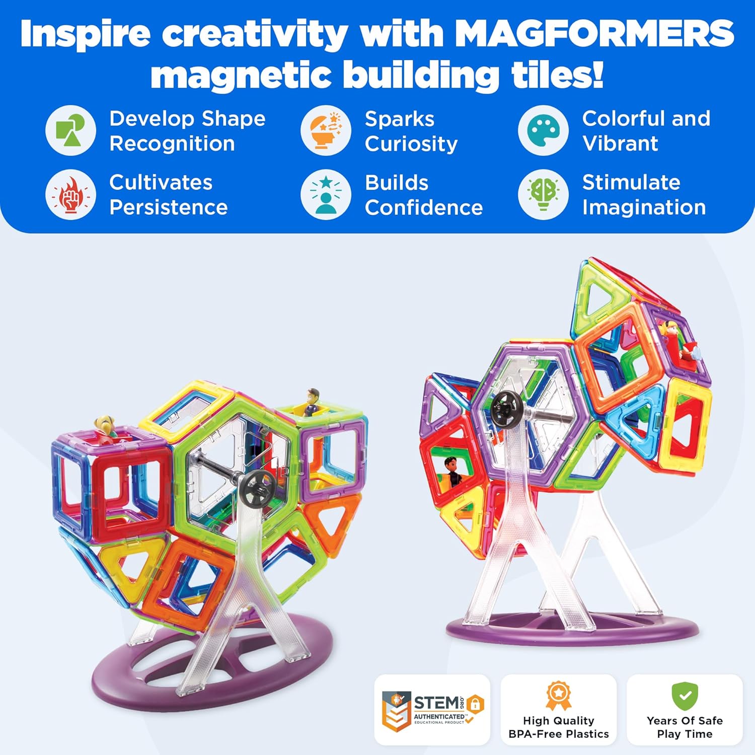 Magformers Creator Carnival Set (46-Pieces) Deluxe Magnetic Building Blocks, Educational Magnetic Tiles, Magnetic Building STEM Toy Set by Magformers