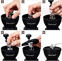 Vista 7 de Manual Coffee Grinder with Ceramic Burrs and Lengthen Stainless Steel Handle, Hand Coffee Mill with 2 Glass Jars(11oz each), Brush and Tablespoon