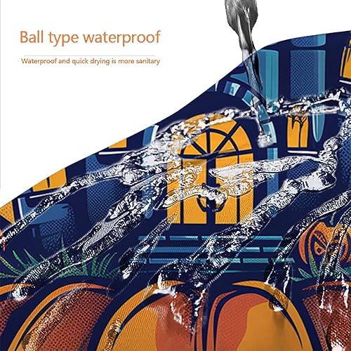 Miniatura 6 de Juego de 4 cortinas de ducha de baño de Halloween con alfombras, cubierta de tapa de inodoro, tapete de baño, castillo de calabaza, caricatura,