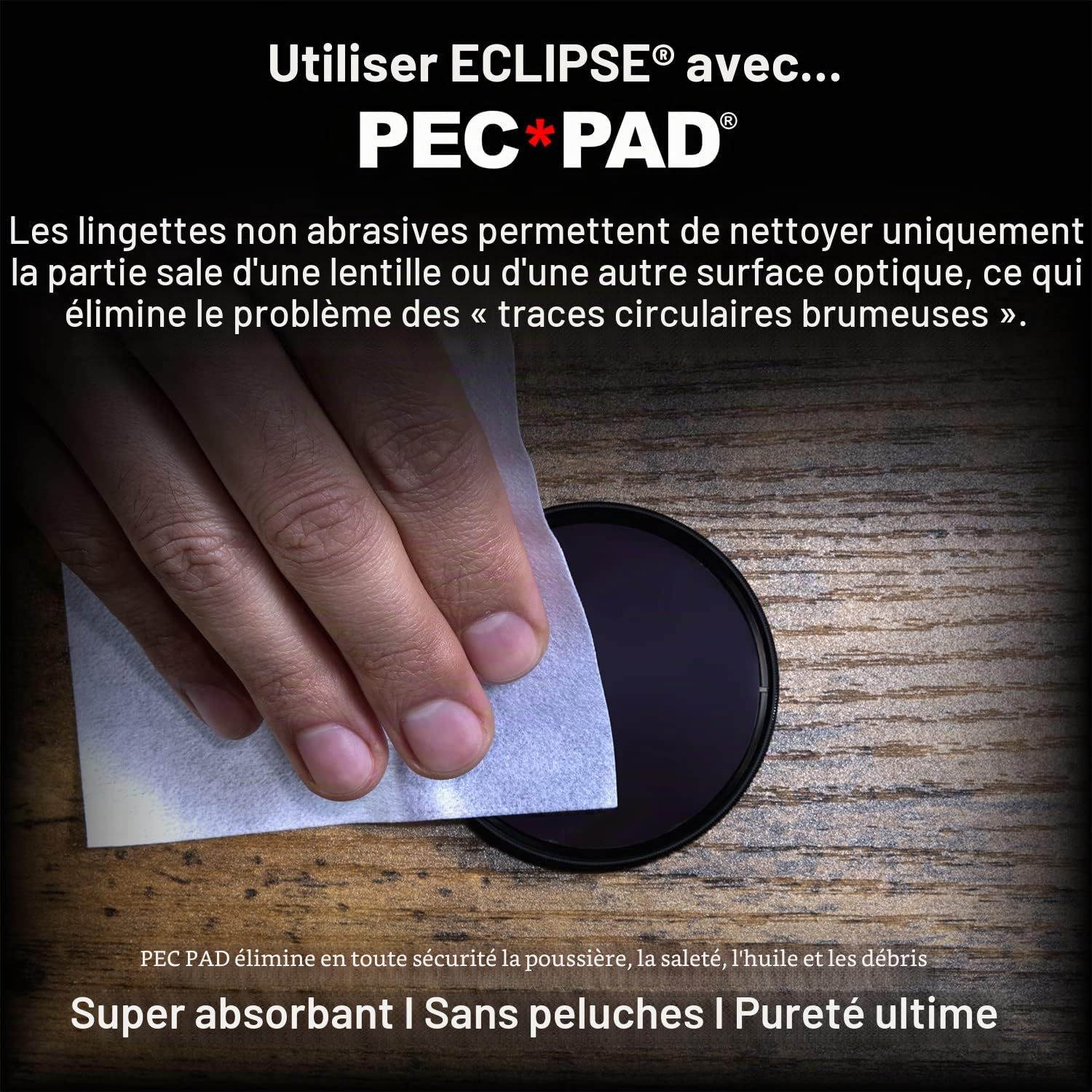 Eclipse 14,2 gram Optic liquide de nettoyage et 100 Lot de 10,2 x 10,2 cm PEC Coussinets